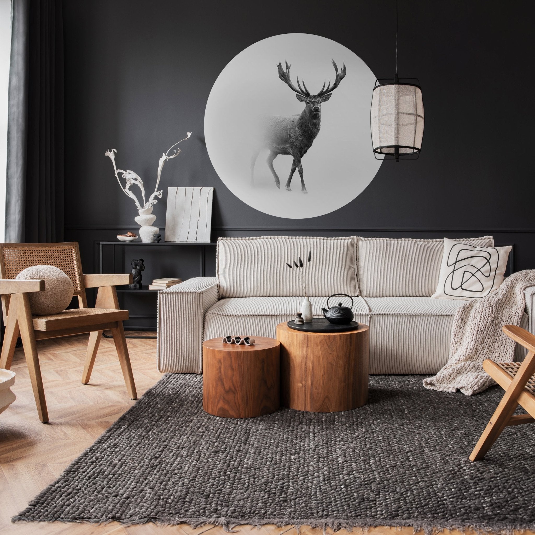 Runde Fototapete Hirsch im Nebel M0064 - Bild 2 Runde Fototapete Hirsch im Nebel M0064 - Bild 2