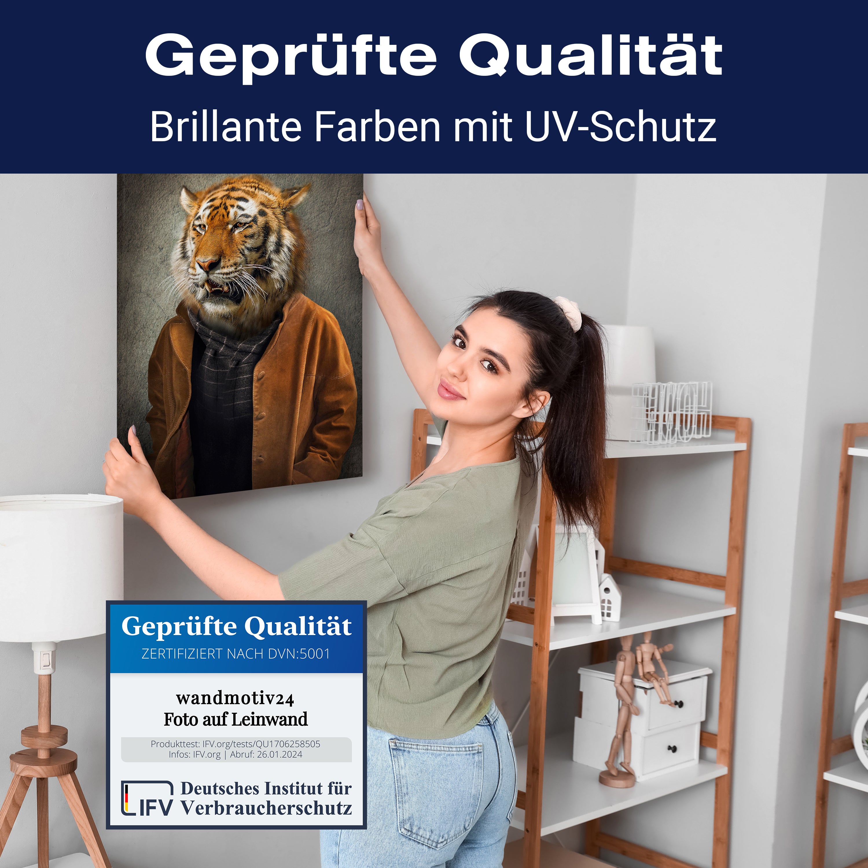 Leinwandbild Tiere, Hochformat, Casual Tiger M0093 kaufen - Bild 4 Leinwandbild Tiere, Hochformat, Casual Tiger M0093 kaufen - Bild 4