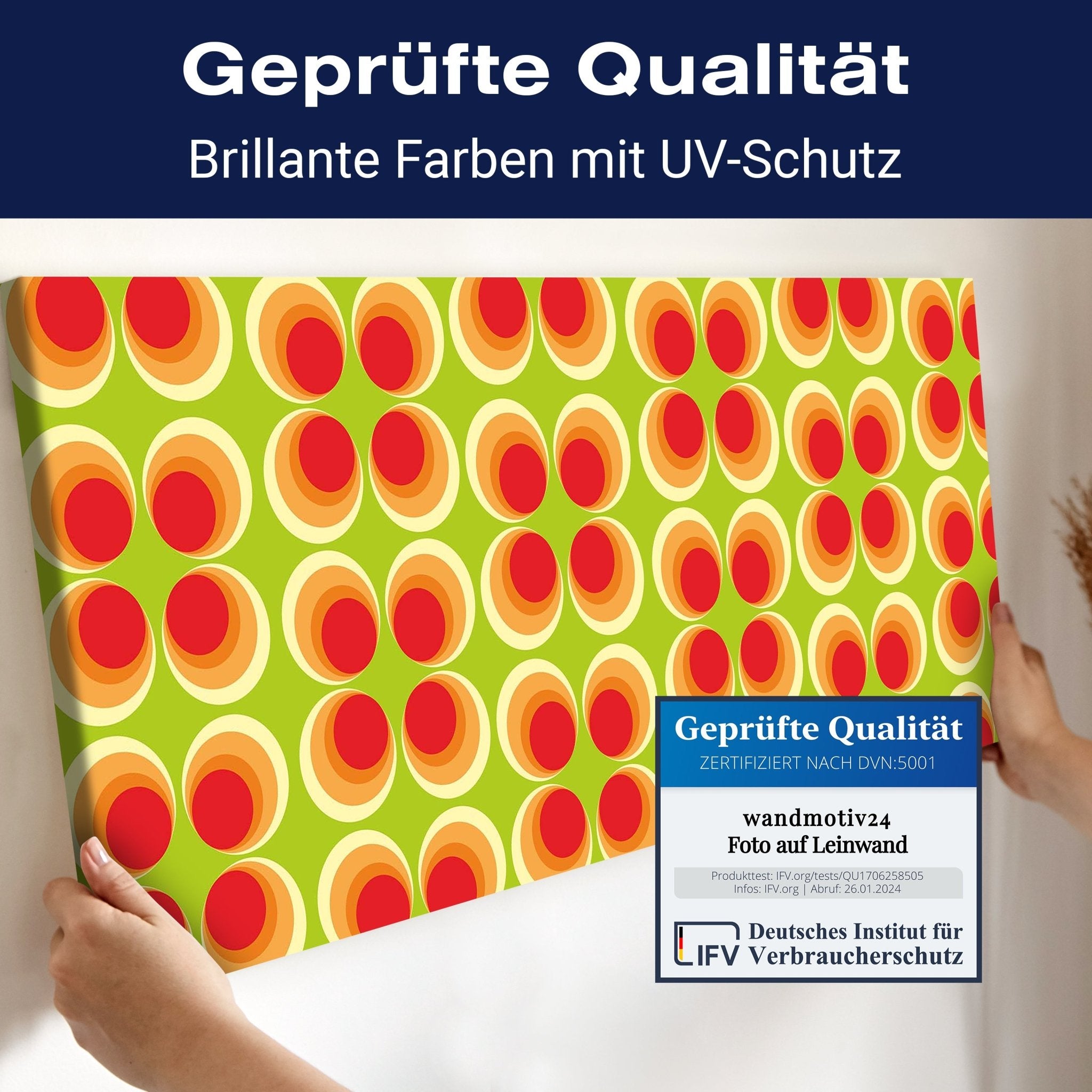 Leinwandbild Retrokreise Orange Muster M0098 kaufen - Bild 4 Leinwandbild Retrokreise Orange Muster M0098 kaufen - Bild 4