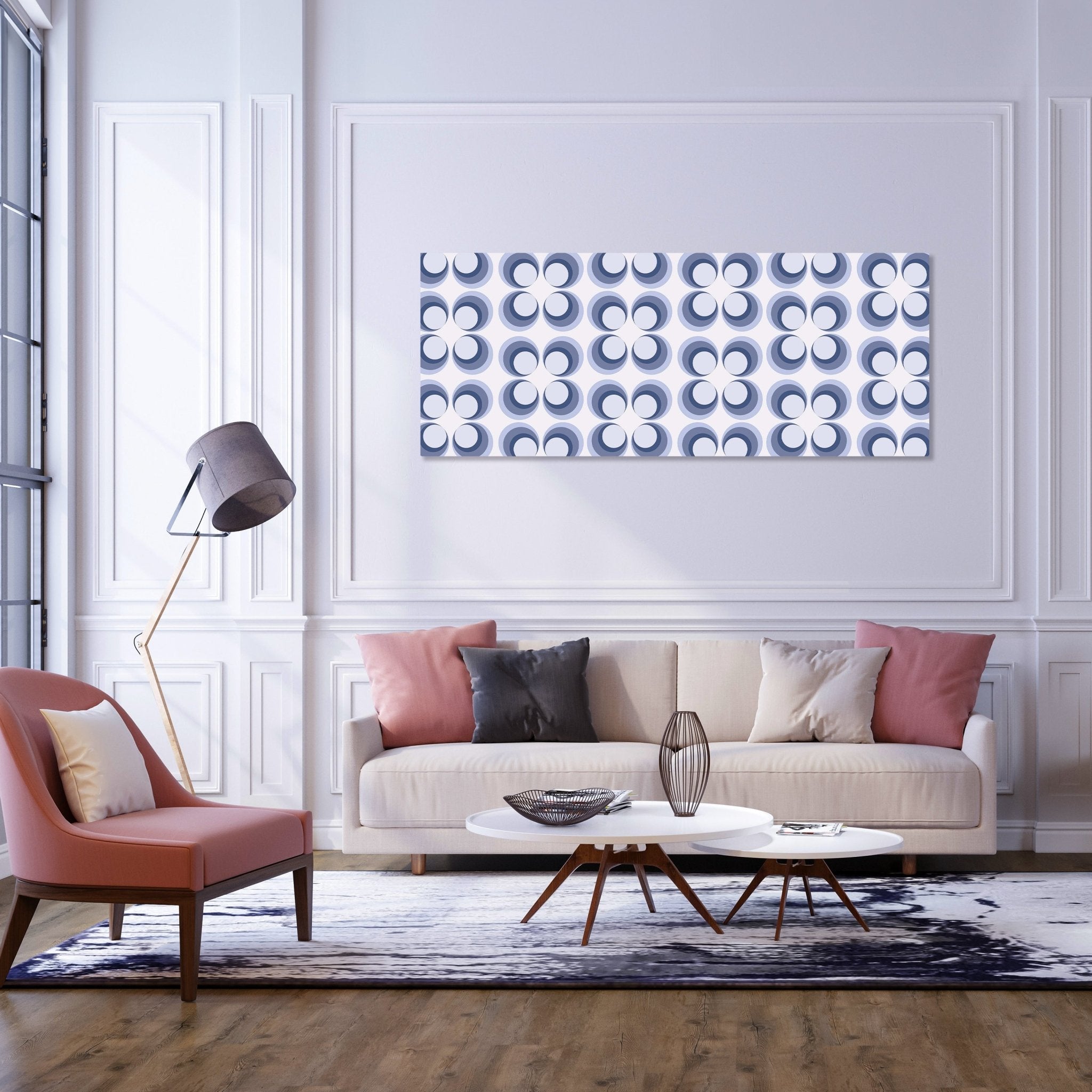 Leinwandbild Retrokreise Blau Muster M0099 kaufen - Bild 2 Leinwandbild Retrokreise Blau Muster M0099 kaufen - Bild 2