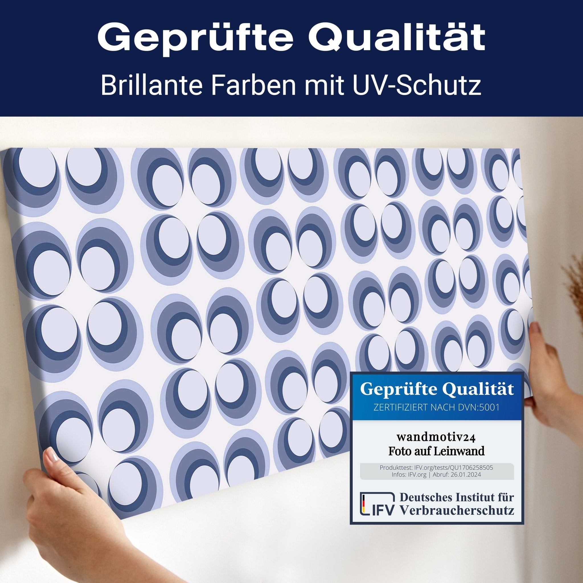 Leinwandbild Retrokreise Blau Muster M0099 kaufen - Bild 4 Leinwandbild Retrokreise Blau Muster M0099 kaufen - Bild 4