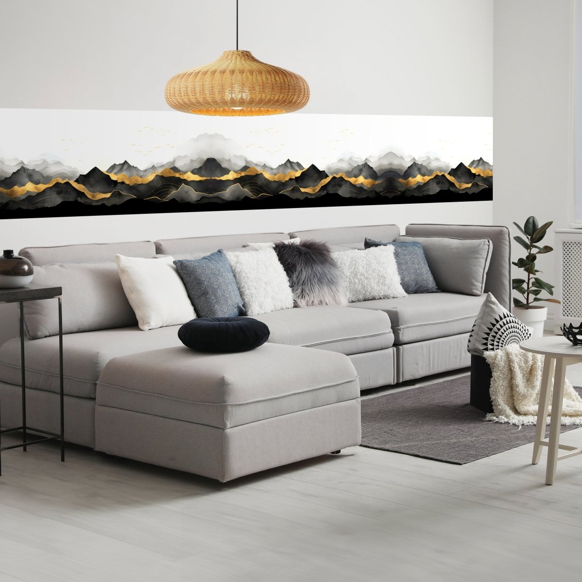 Panorama-Fototapete Aquarell goldene Berge M0102 - Bild 1 Panorama-Fototapete Aquarell goldene Berge M0102 - Bild 1