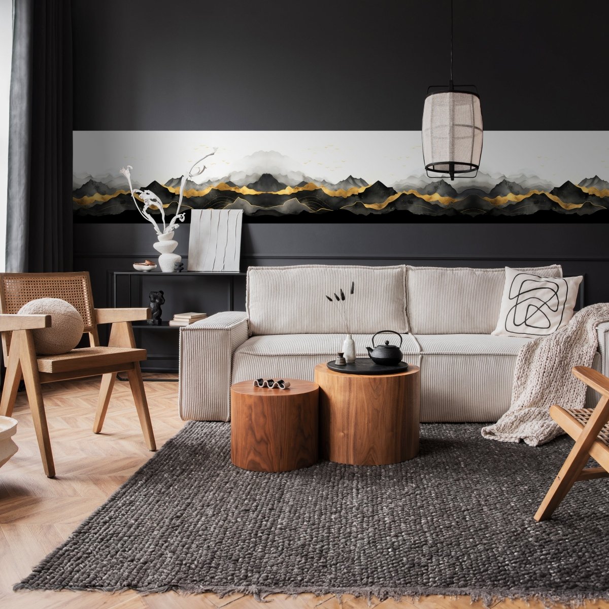 Panorama-Fototapete Aquarell goldene Berge M0102 - Bild 2 Panorama-Fototapete Aquarell goldene Berge M0102 - Bild 2