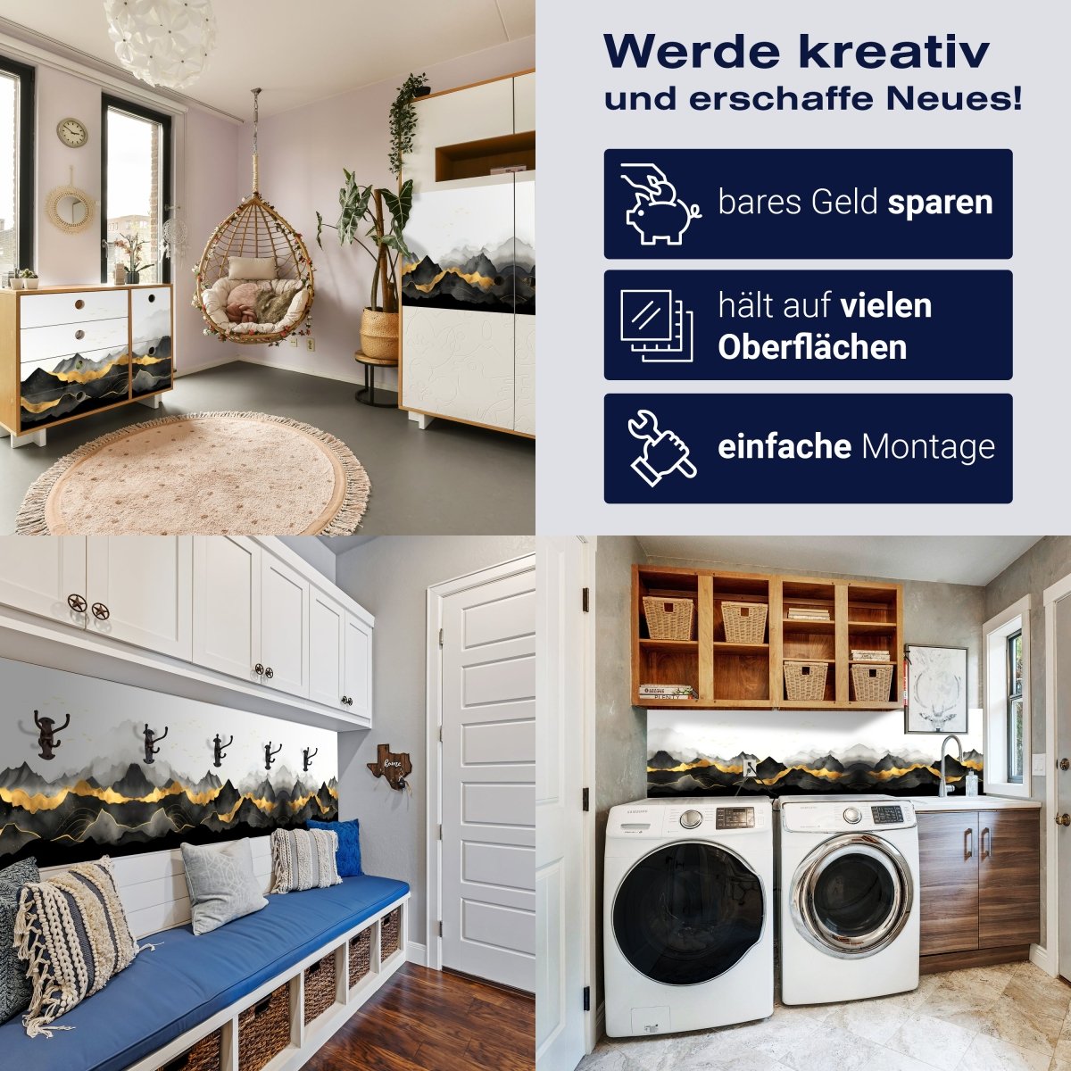 Panorama-Fototapete Aquarell goldene Berge M0102 - Bild 7 Panorama-Fototapete Aquarell goldene Berge M0102 - Bild 7