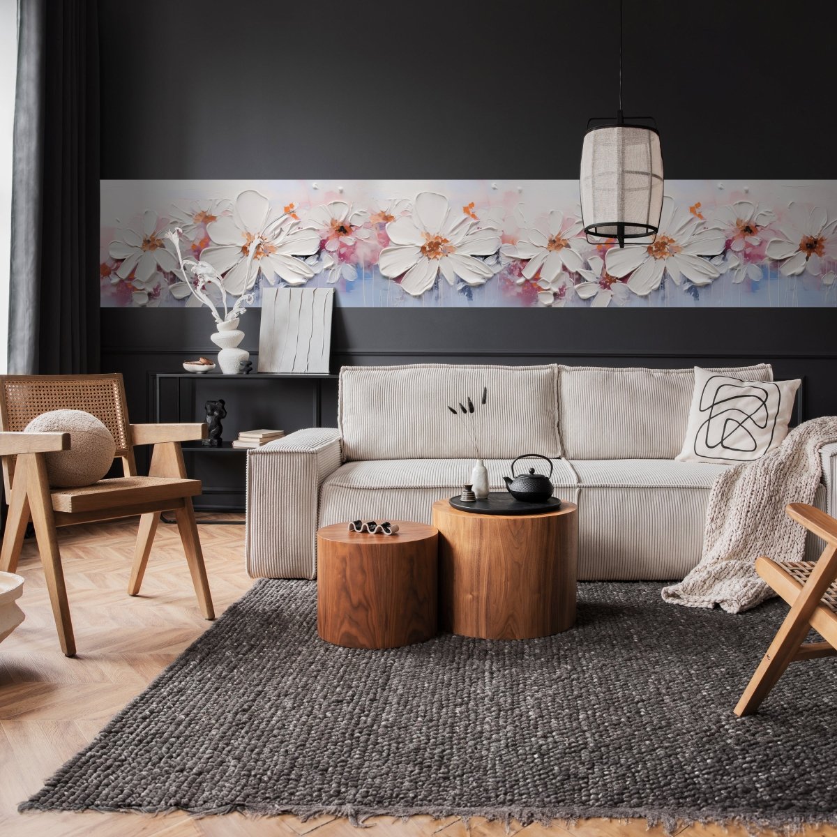 Panorama-Fototapete gemalte Blumen M0108 - Bild 2 Panorama-Fototapete gemalte Blumen M0108 - Bild 2