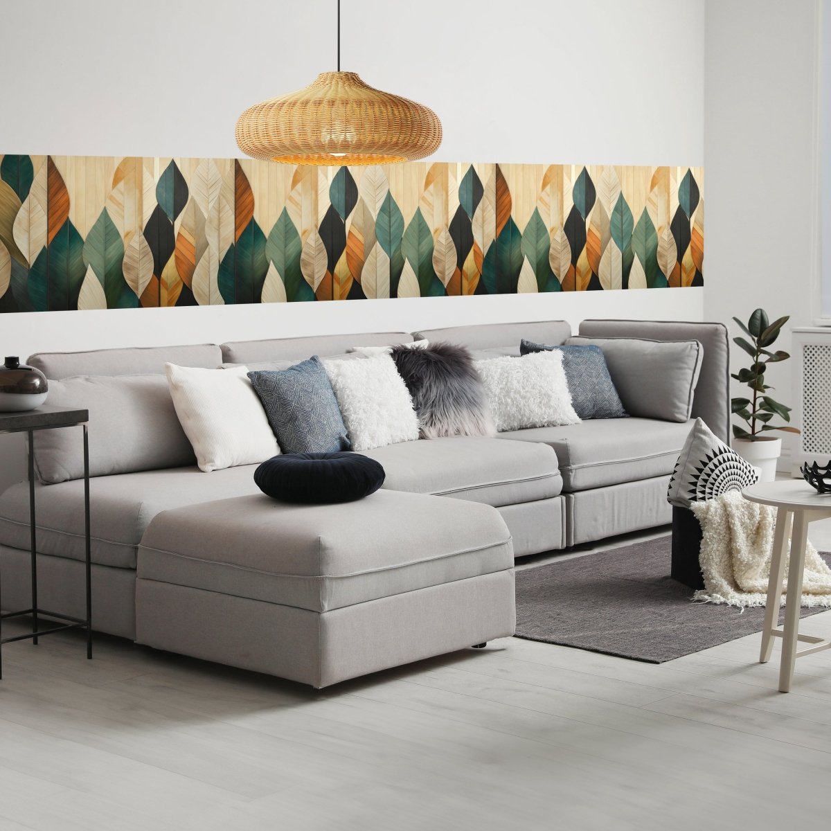 Panorama-Fototapete Blätter aus Holz M0118 - Bild 1 Panorama-Fototapete Blätter aus Holz M0118 - Bild 1