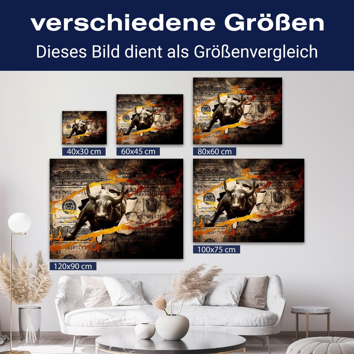 Leinwandbild Motivation, Querformat, Stier Geld M0129 kaufen - Bild 8 Leinwandbild Motivation, Querformat, Stier Geld M0129 kaufen - Bild 8