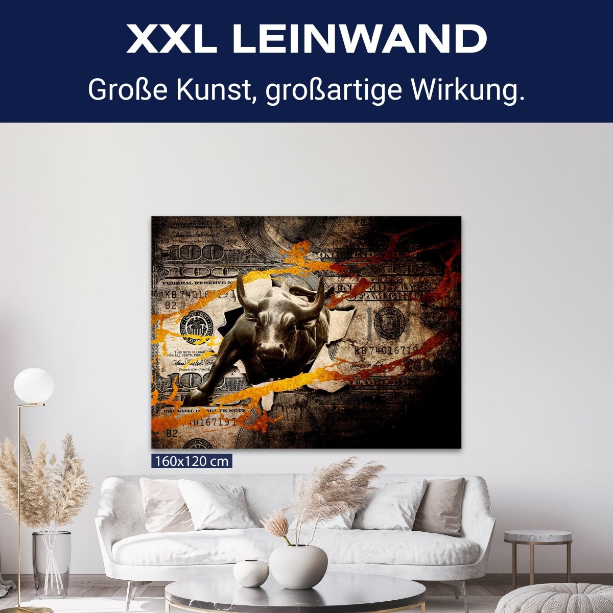 Leinwandbild Motivation, Querformat, Stier Geld M0129 kaufen - Bild 9 Leinwandbild Motivation, Querformat, Stier Geld M0129 kaufen - Bild 9