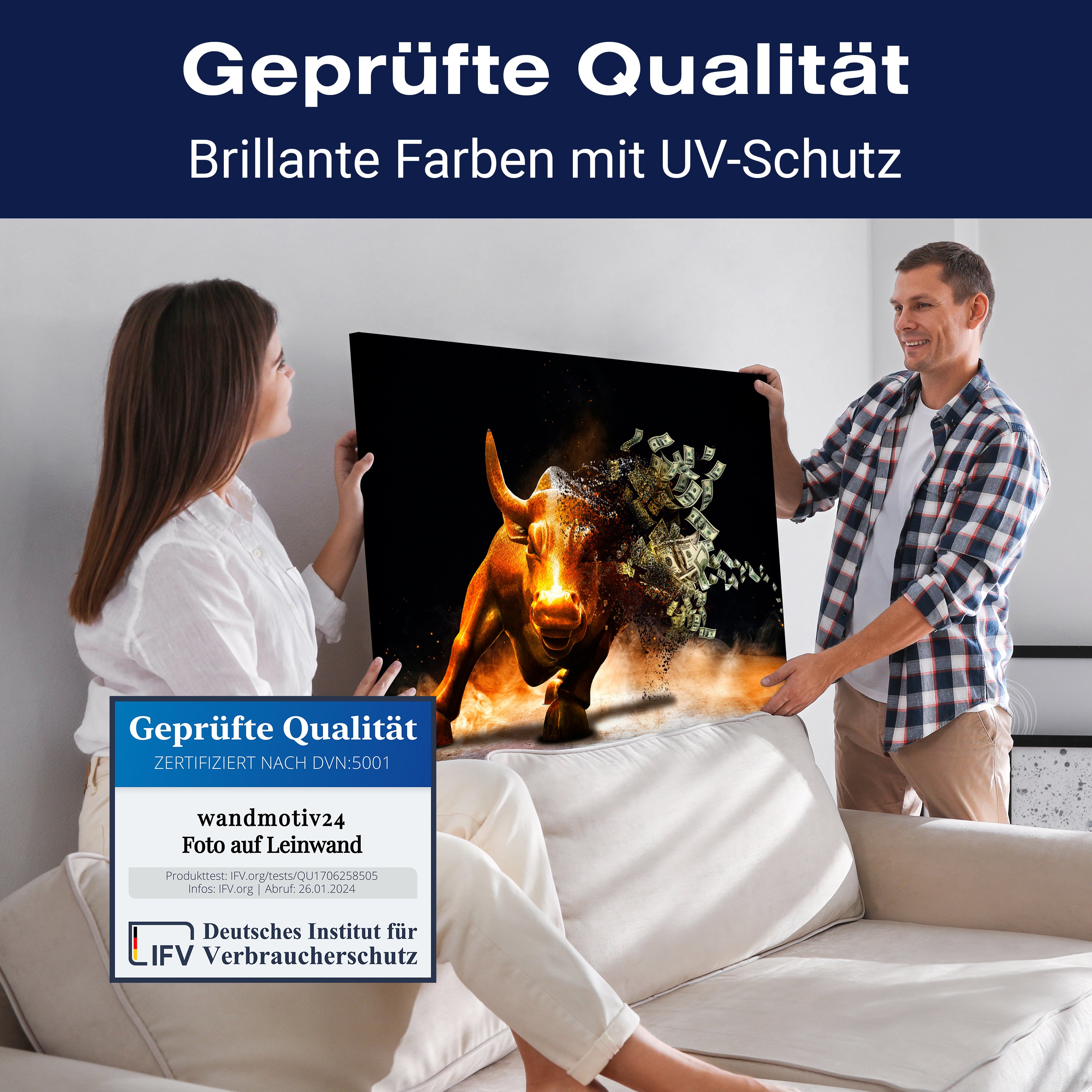 Leinwandbild Motivation, Querformat, Stier Moneybull M0133 kaufen - Bild 4 Leinwandbild Motivation, Querformat, Stier Moneybull M0133 kaufen - Bild 4