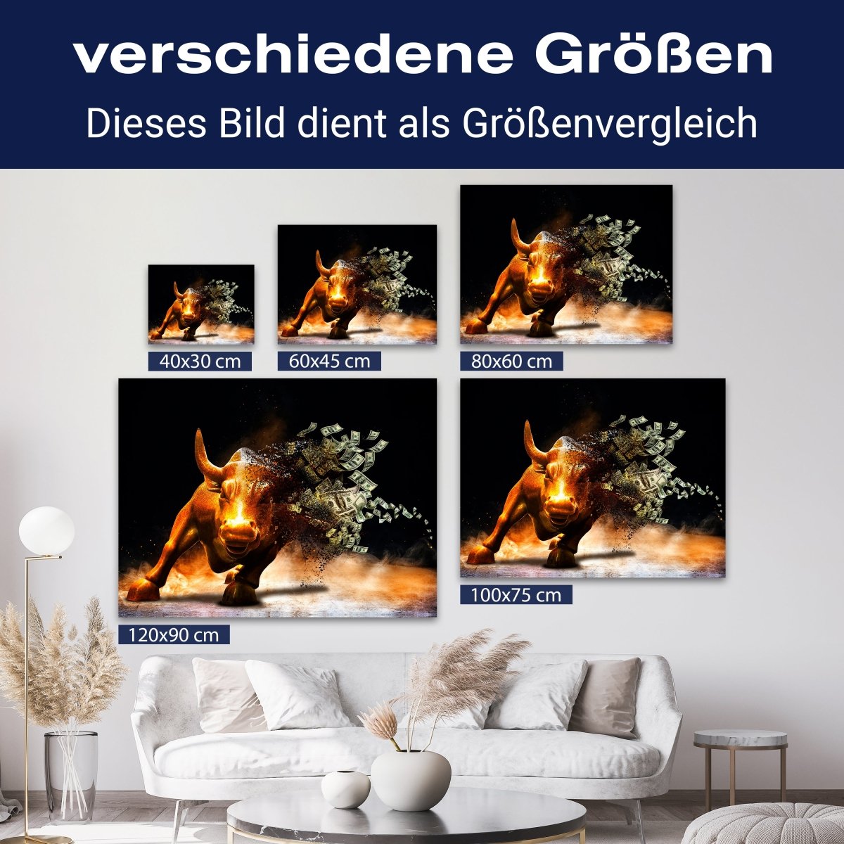 Leinwandbild Motivation, Querformat, Stier Moneybull M0133 kaufen - Bild 8 Leinwandbild Motivation, Querformat, Stier Moneybull M0133 kaufen - Bild 8
