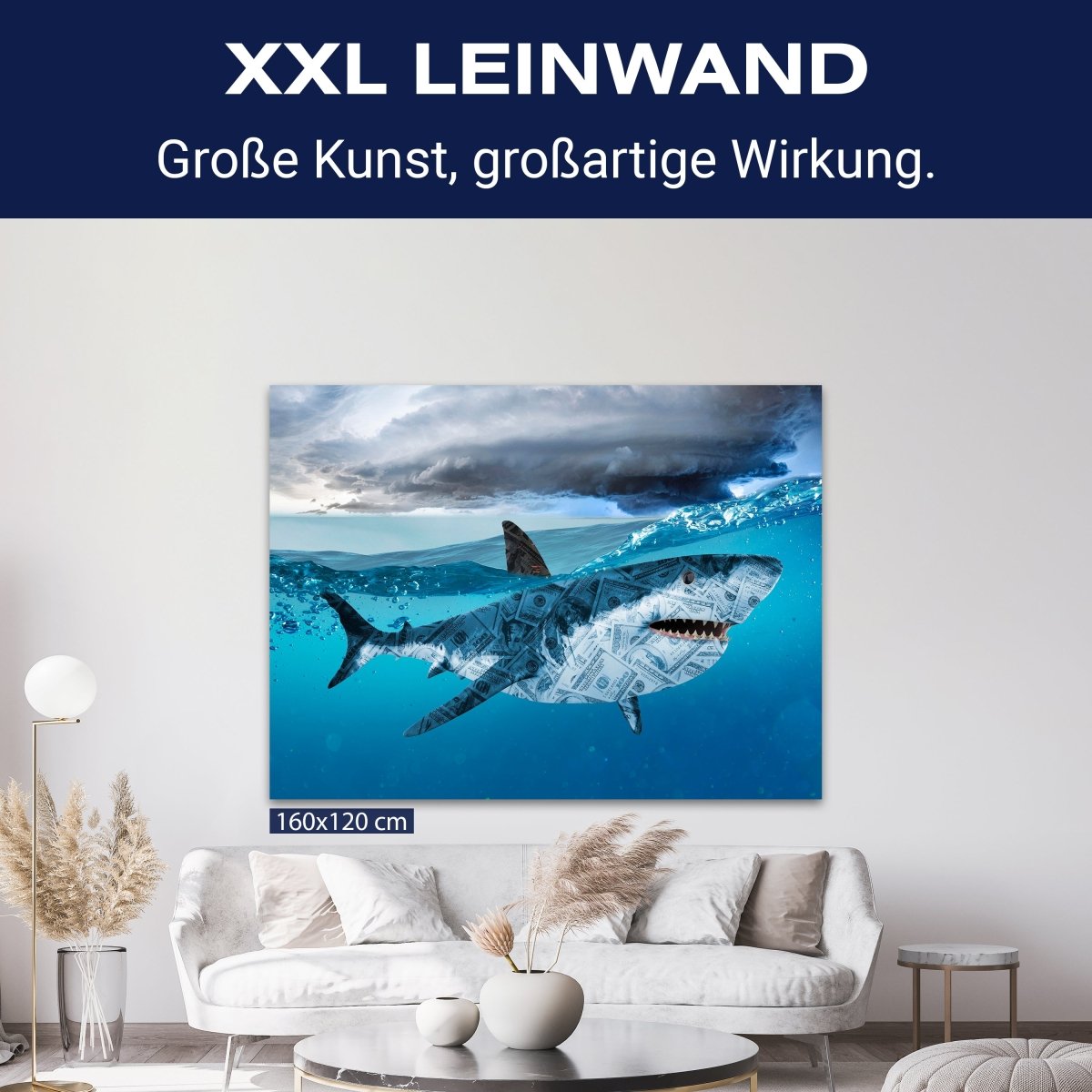 Leinwandbild Motivation, Querformat, Hai Moneyshark M0134 kaufen - Bild 9 Leinwandbild Motivation, Querformat, Hai Moneyshark M0134 kaufen - Bild 9