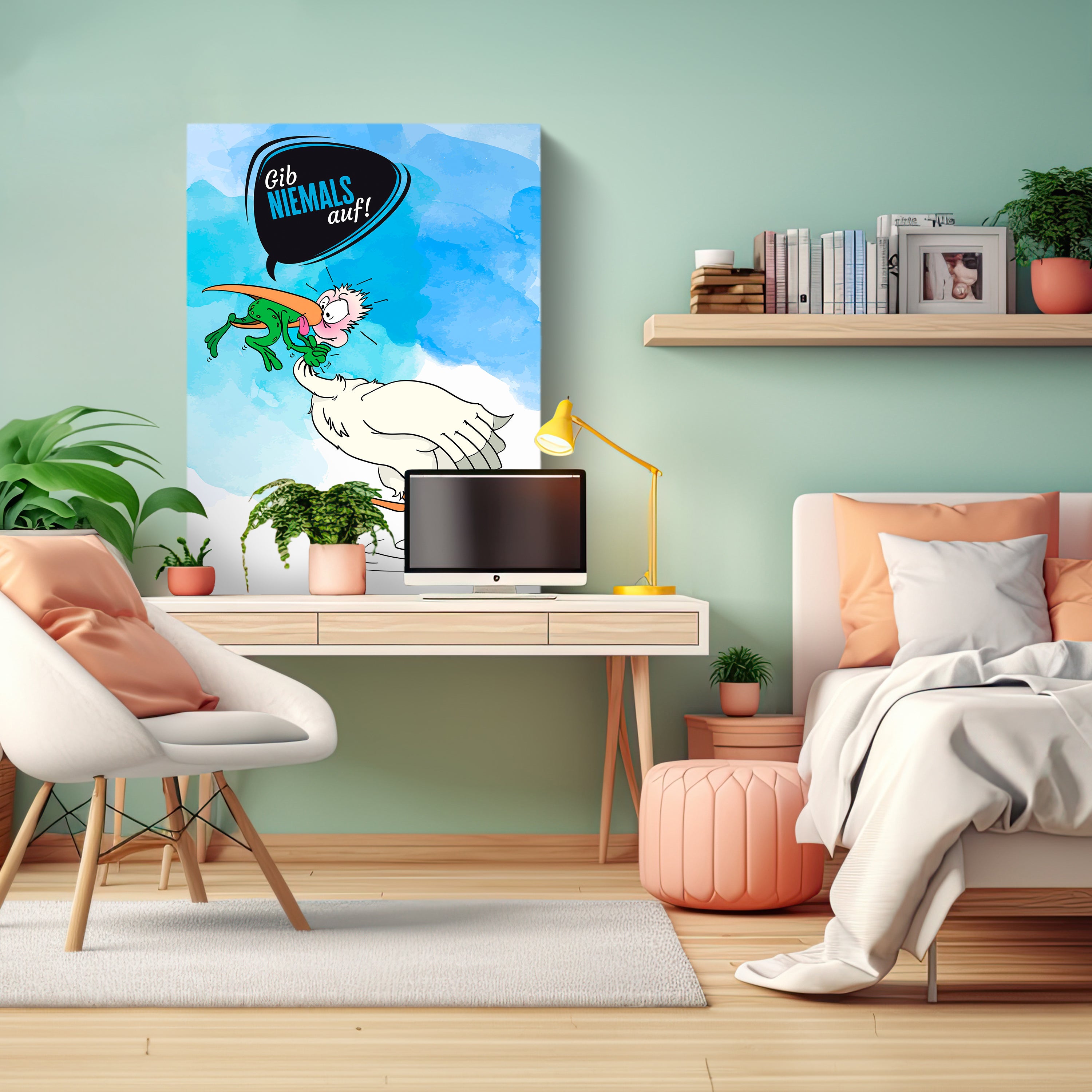 Leinwandbild Motivation, Hochformat, Storch gib niemals auf Blase M0135 kaufen - Bild 3 Leinwandbild Motivation, Hochformat, Storch gib niemals auf Blase M0135 kaufen - Bild 3