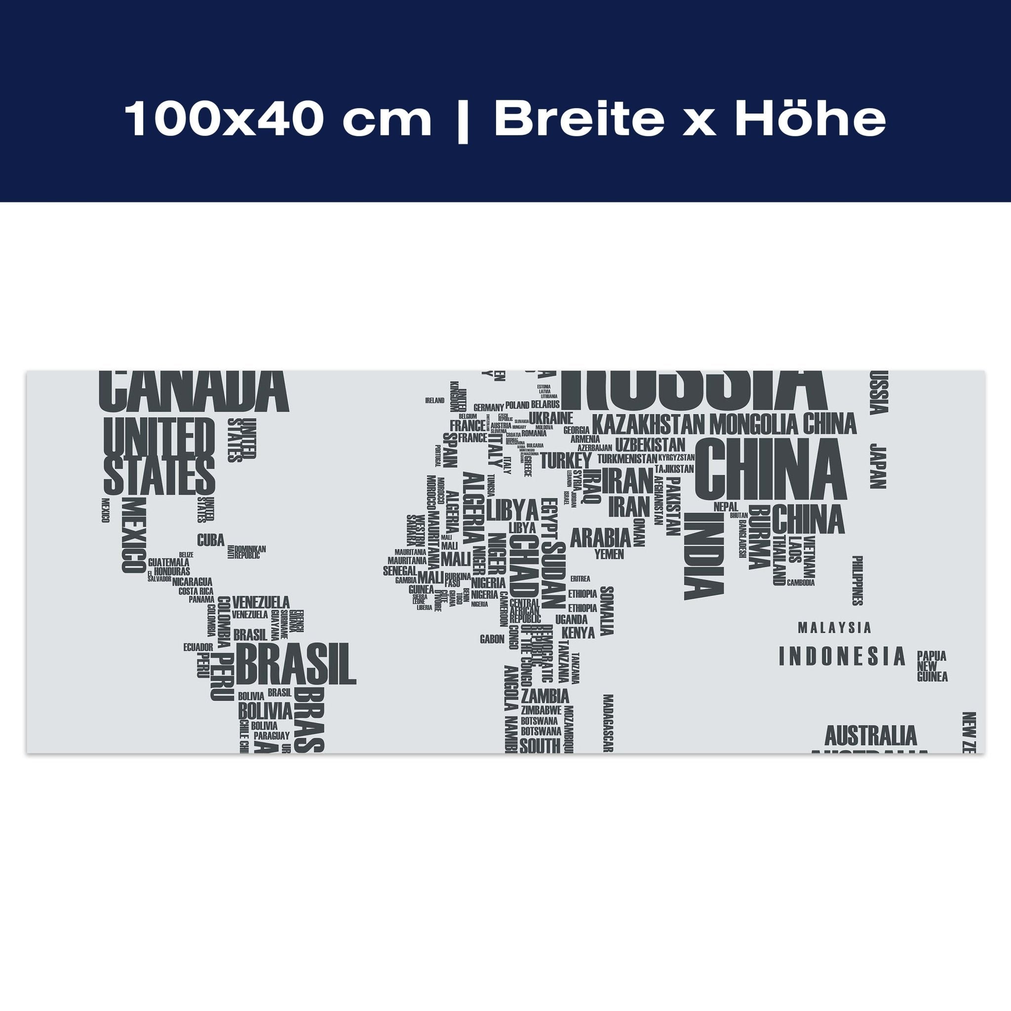 Leinwandbild Weltkarte Landnamen Erde M0256 Leinwandbild Weltkarte Landnamen Erde M0256