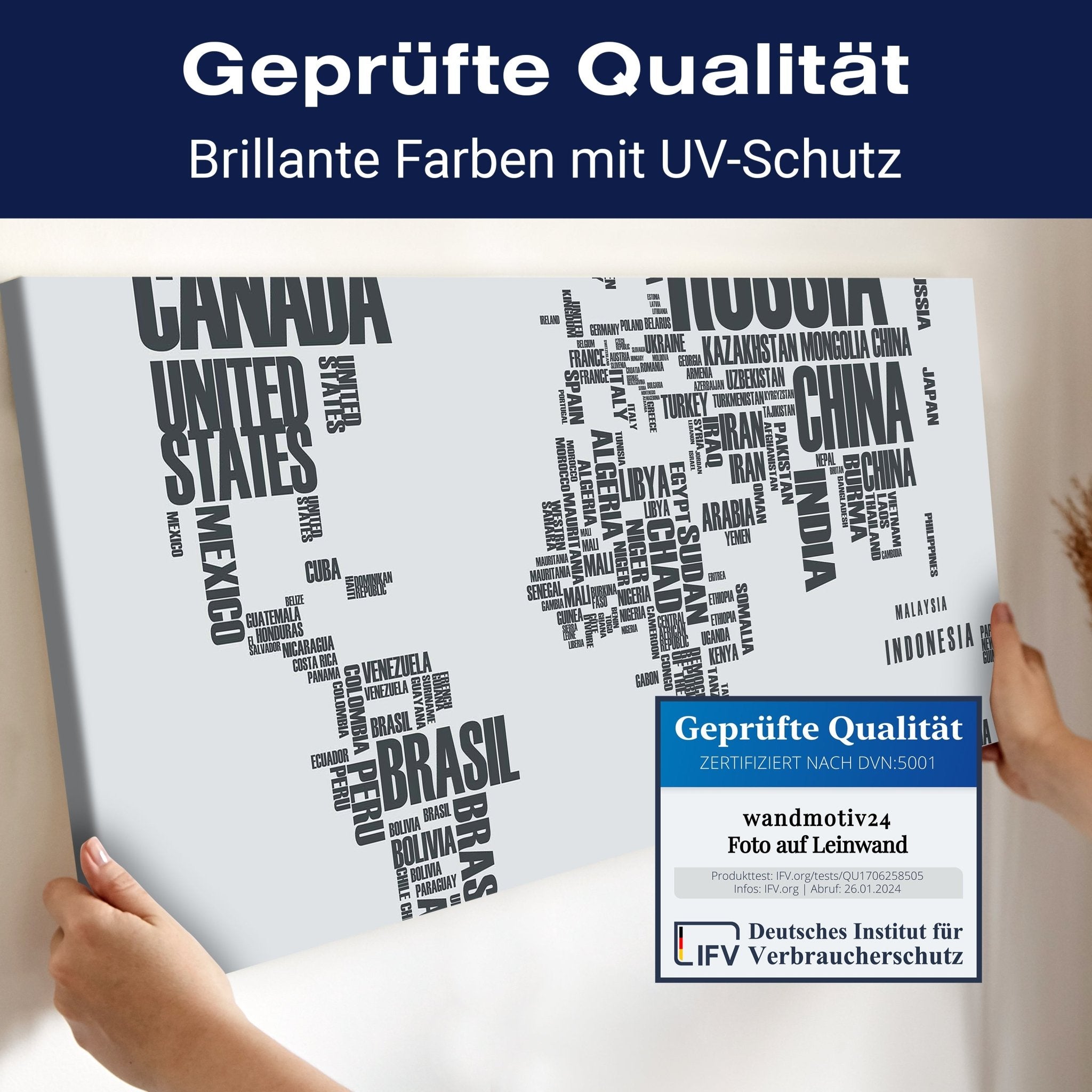 Leinwandbild Weltkarte Landnamen Erde M0256 kaufen - Bild 4 Leinwandbild Weltkarte Landnamen Erde M0256 kaufen - Bild 4