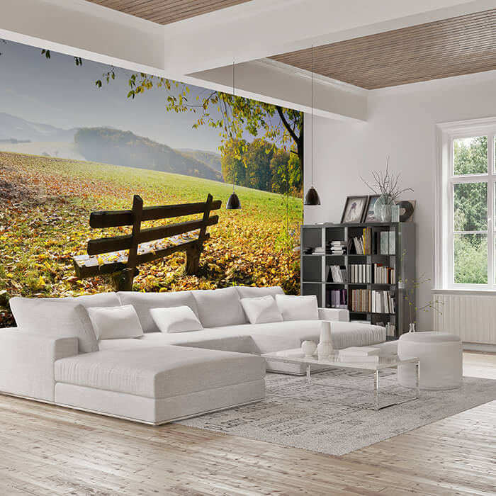 Fototapete Parkbank im Herbst M0415 - Bild 1 Fototapete Parkbank im Herbst M0415 - Bild 1