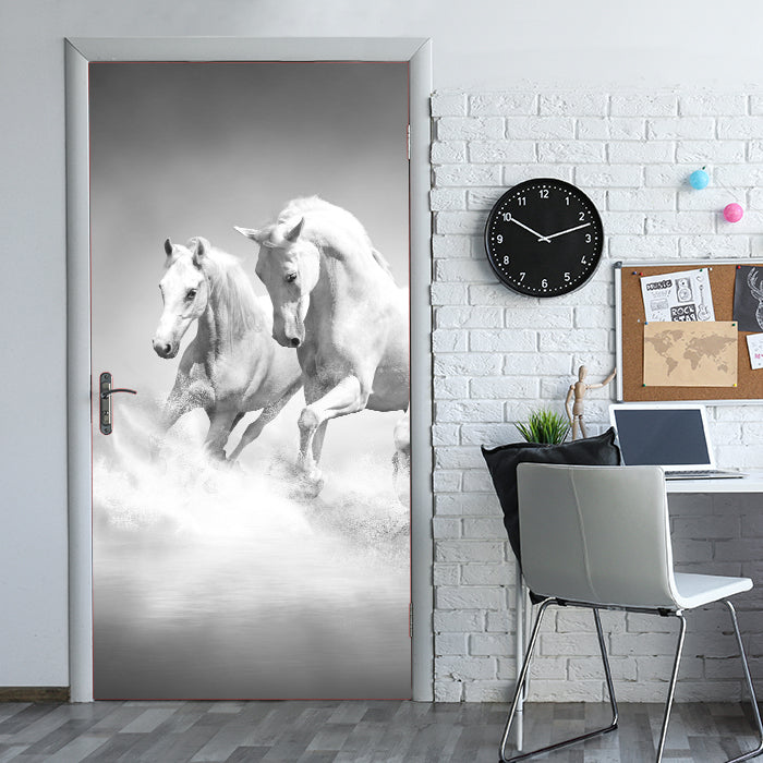 Türtapete weiße Traumpferde M0489 - Bild 1 Türtapete weiße Traumpferde M0489 - Bild 1