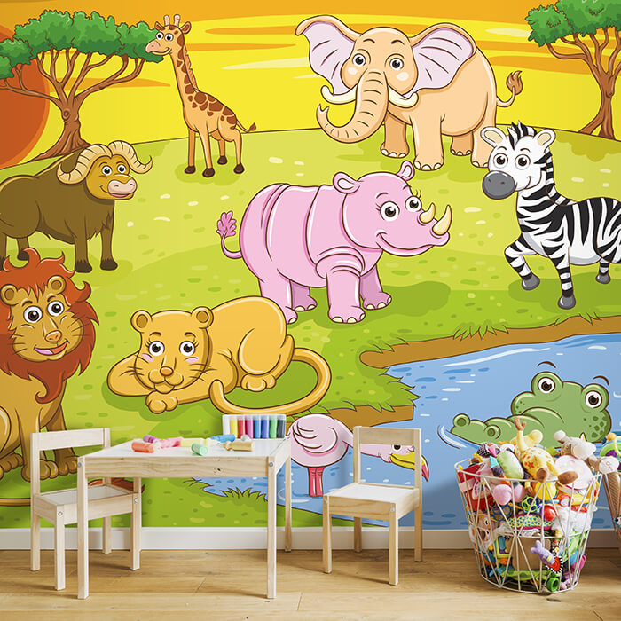 Fototapete Kinderzimmer Safari Tiere M0504 - Bild 1 Fototapete Kinderzimmer Safari Tiere M0504 - Bild 1
