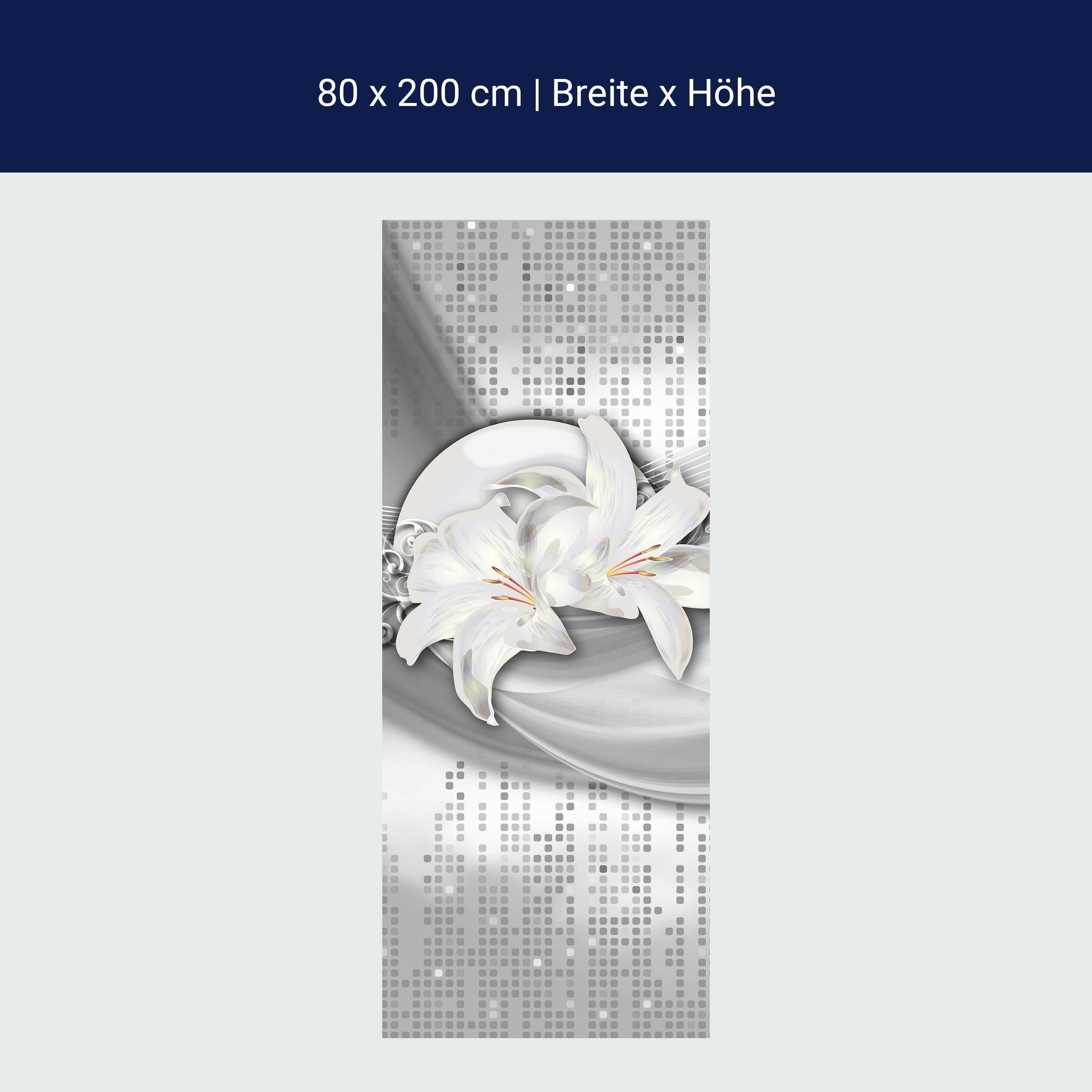 Türtapete abstrakte Lilien grau silber M0524 Türtapete abstrakte Lilien grau silber M0524