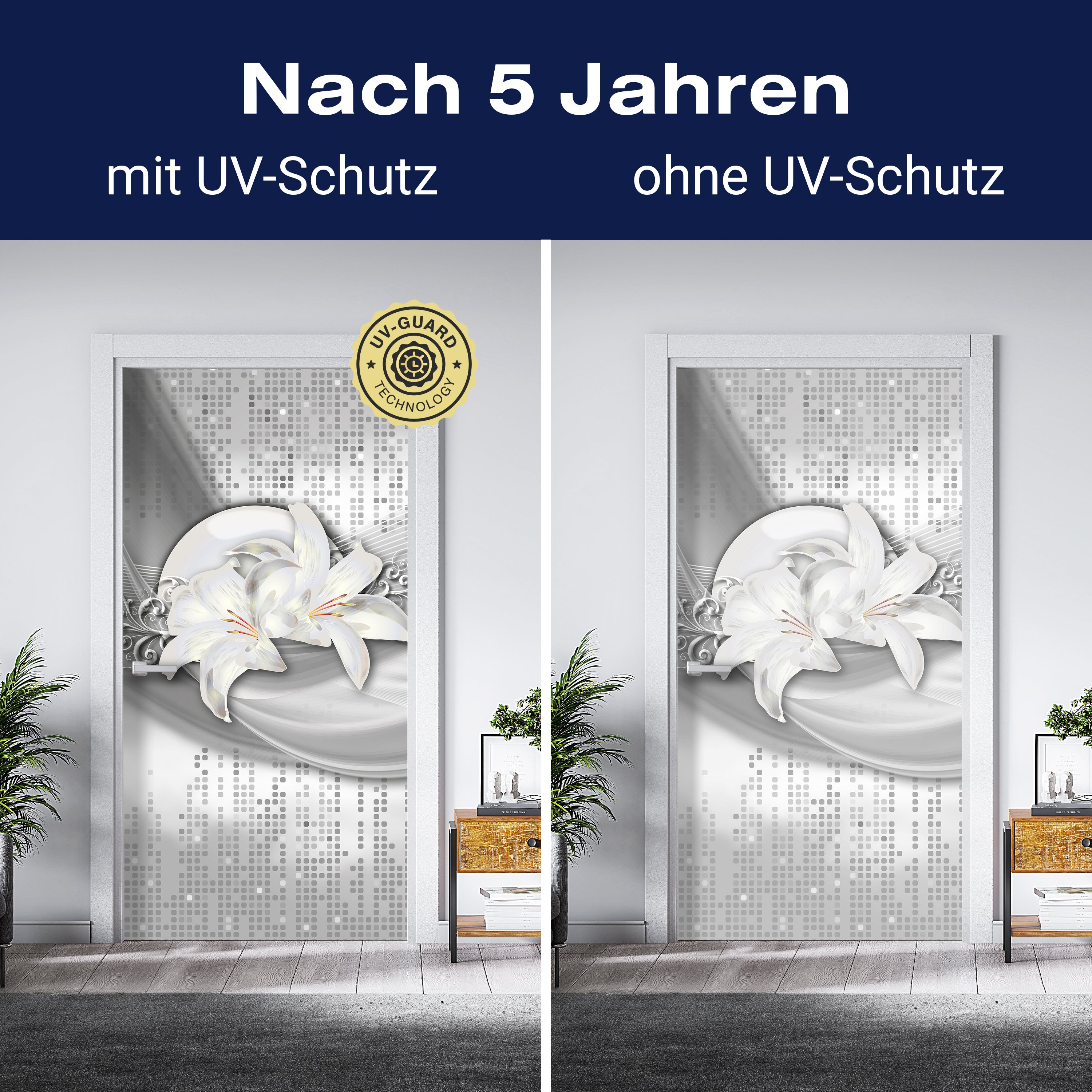 Türtapete abstrakte Lilien grau silber M0524 - Bild 4 Türtapete abstrakte Lilien grau silber M0524 - Bild 4