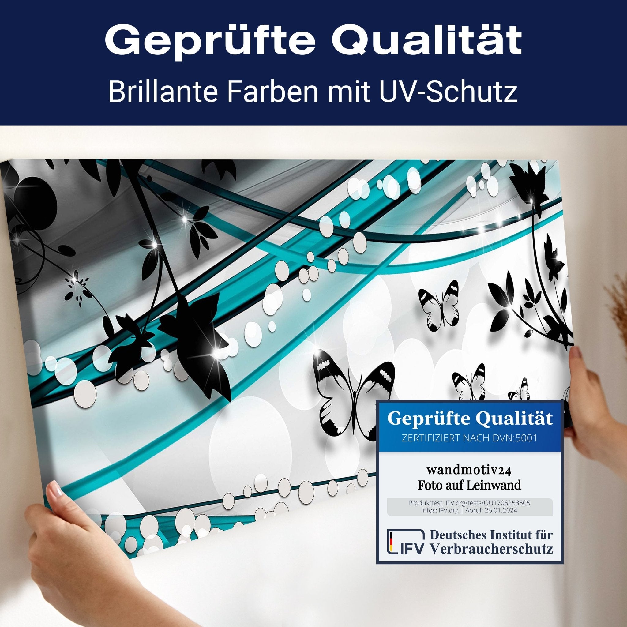 Leinwandbild Schmetterling Ranken Grün M0535 kaufen - Bild 4 Leinwandbild Schmetterling Ranken Grün M0535 kaufen - Bild 4