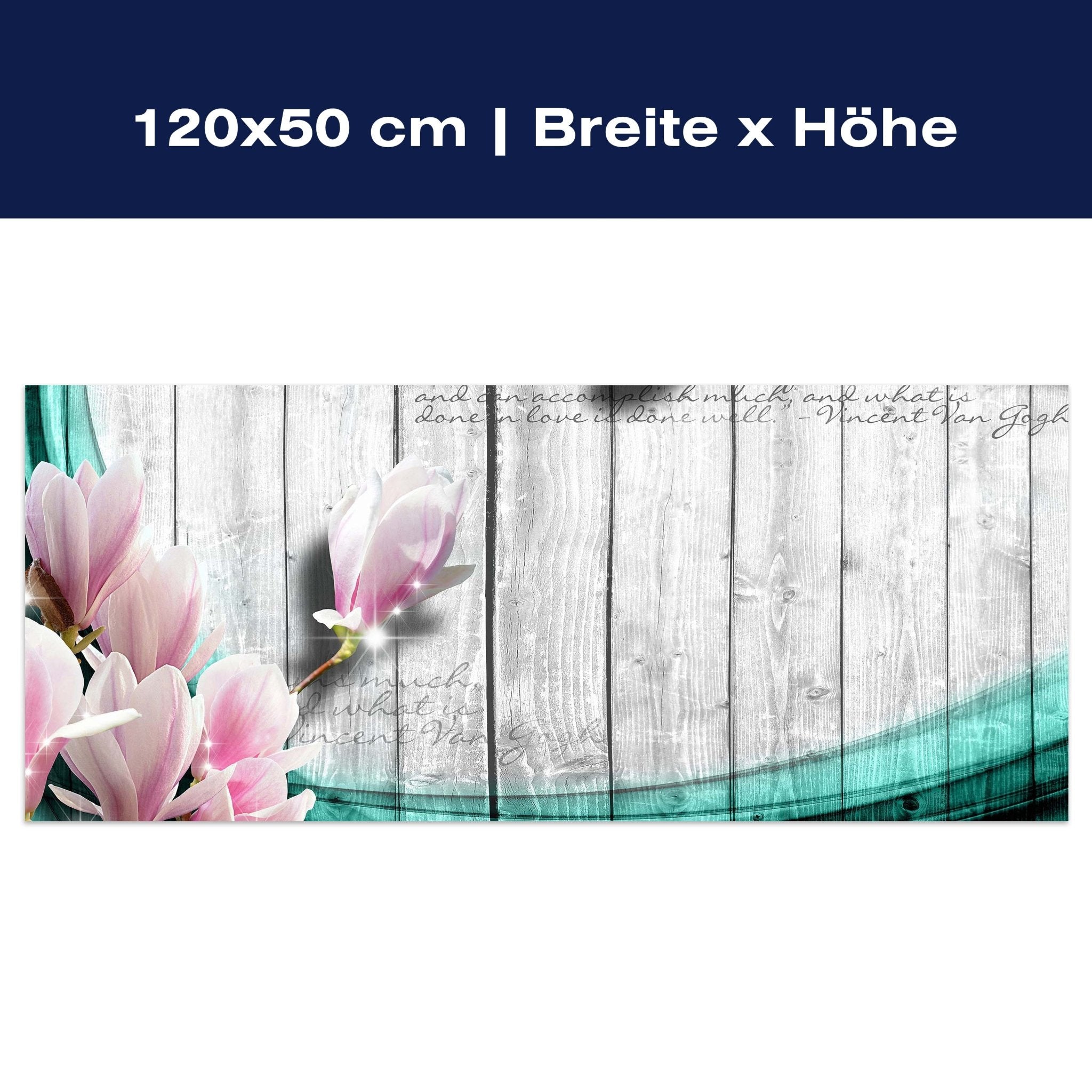 Leinwandbild Holz Blüten türkis M0541 Leinwandbild Holz Blüten türkis M0541