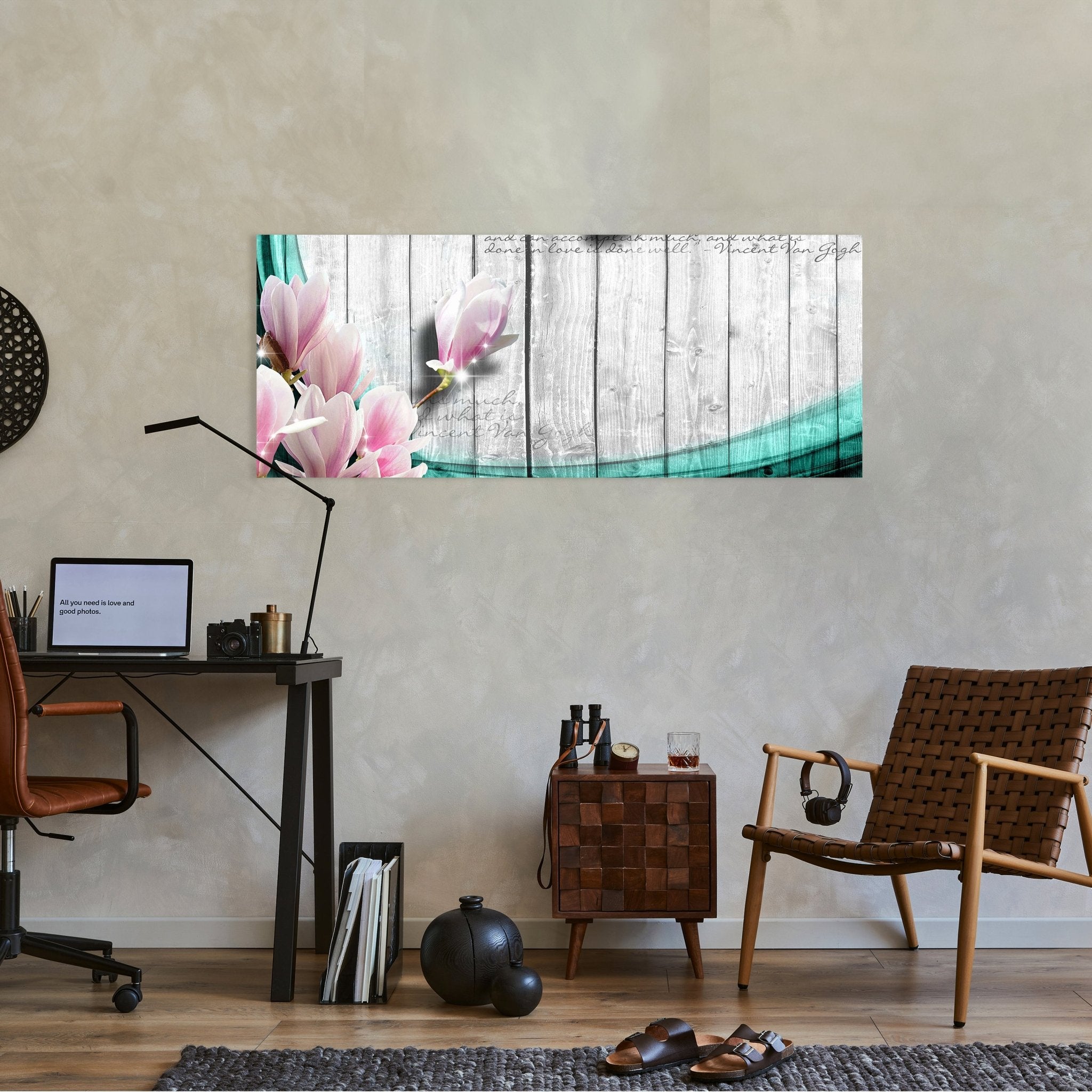 Leinwandbild Holz Blüten türkis M0541 kaufen - Bild 2 Leinwandbild Holz Blüten türkis M0541 kaufen - Bild 2