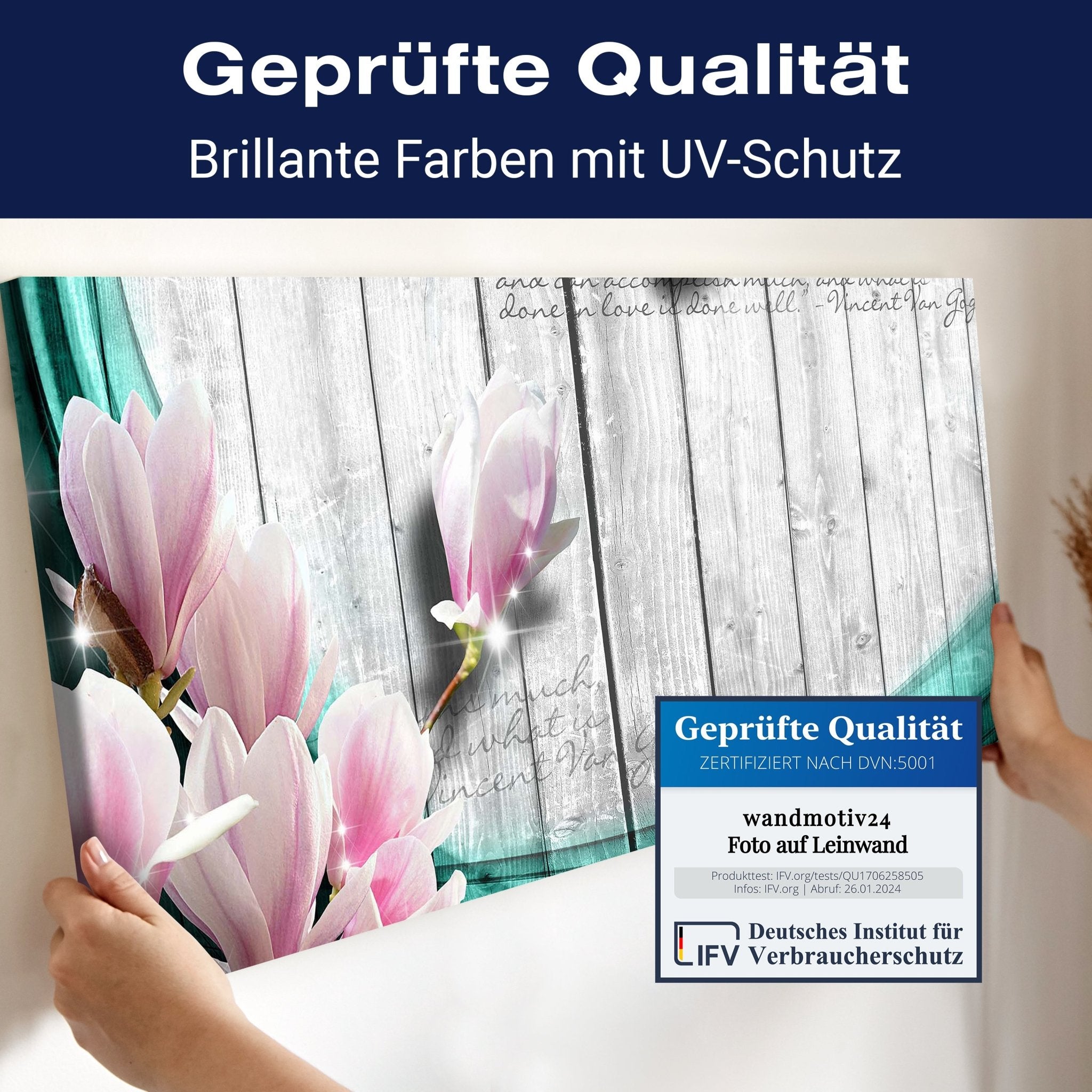 Leinwandbild Holz Blüten türkis M0541 kaufen - Bild 4 Leinwandbild Holz Blüten türkis M0541 kaufen - Bild 4