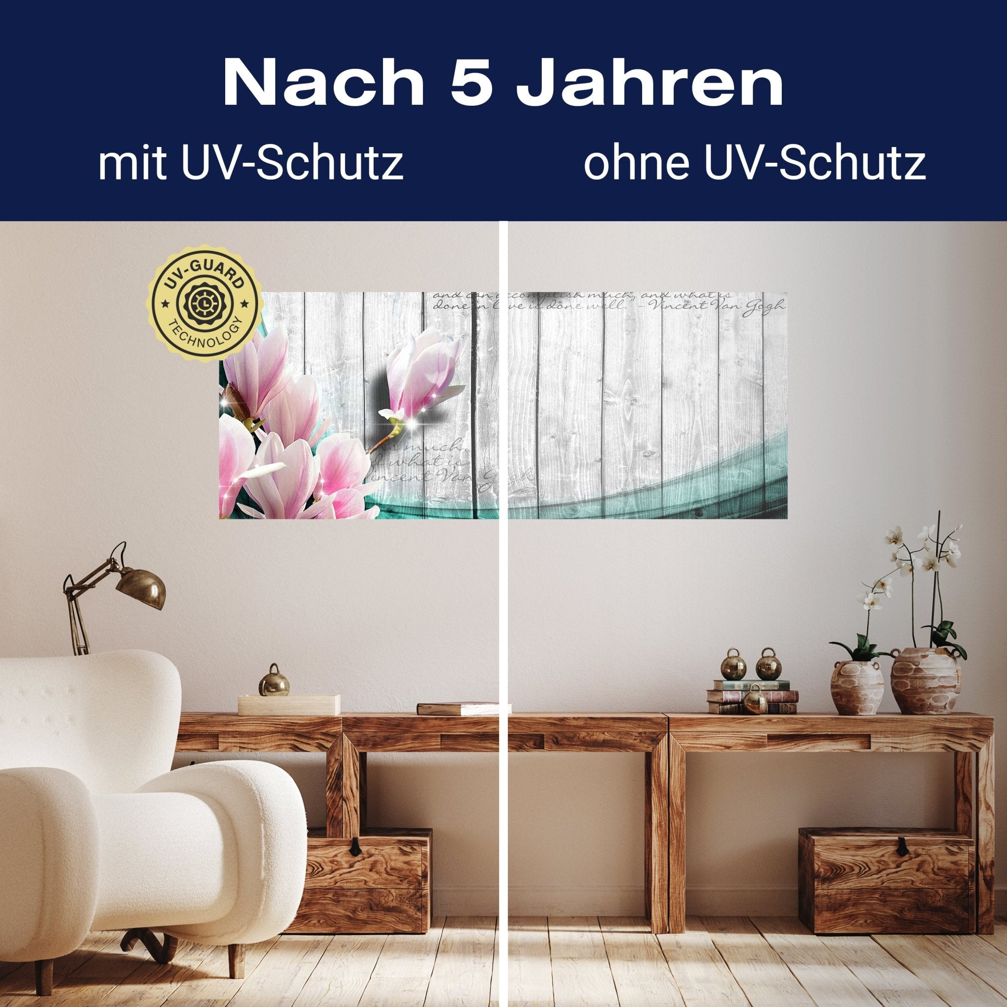 Leinwandbild Holz Blüten türkis M0541 kaufen - Bild 9 Leinwandbild Holz Blüten türkis M0541 kaufen - Bild 9