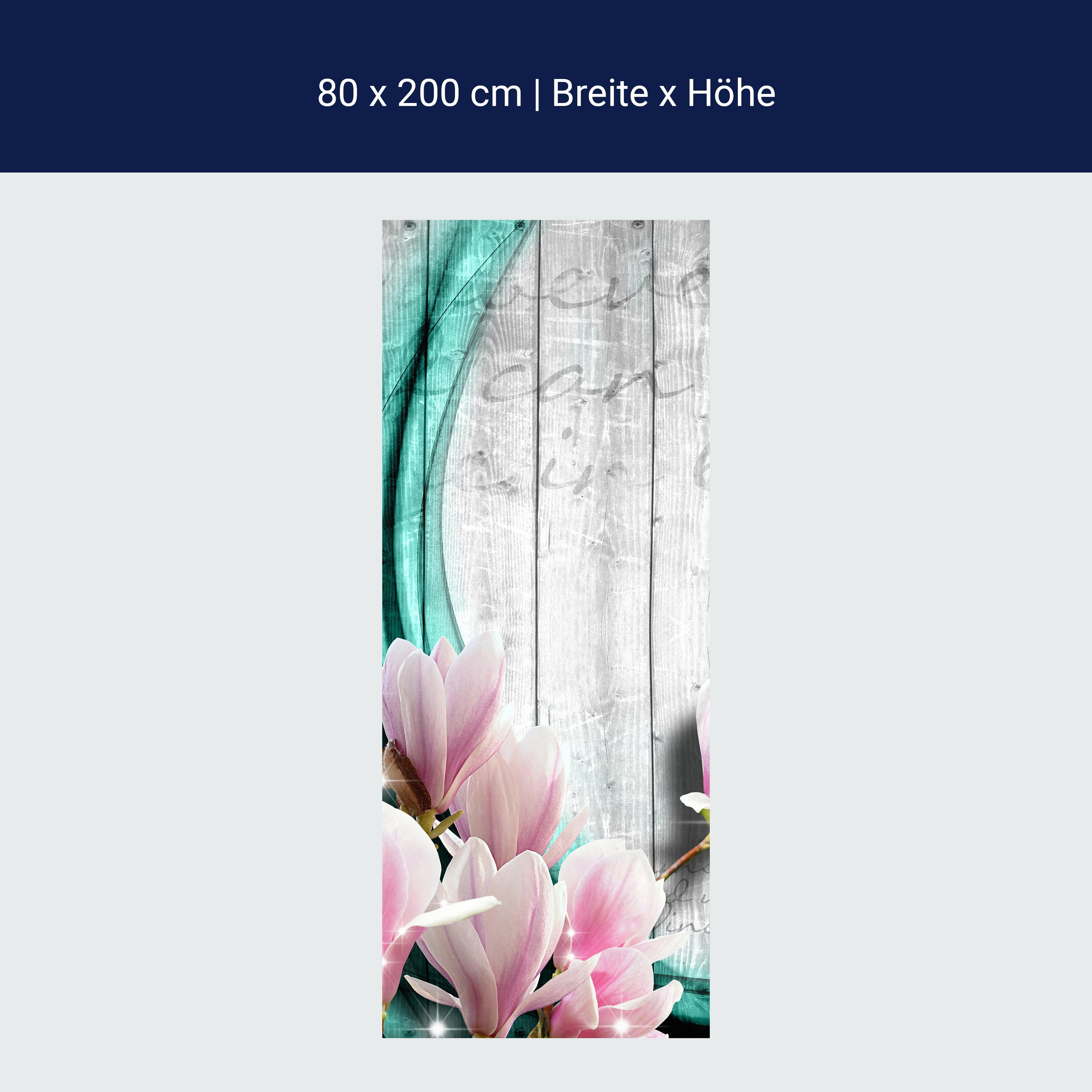 Türtapete Holz Blüten türkis M0541 Türtapete Holz Blüten türkis M0541