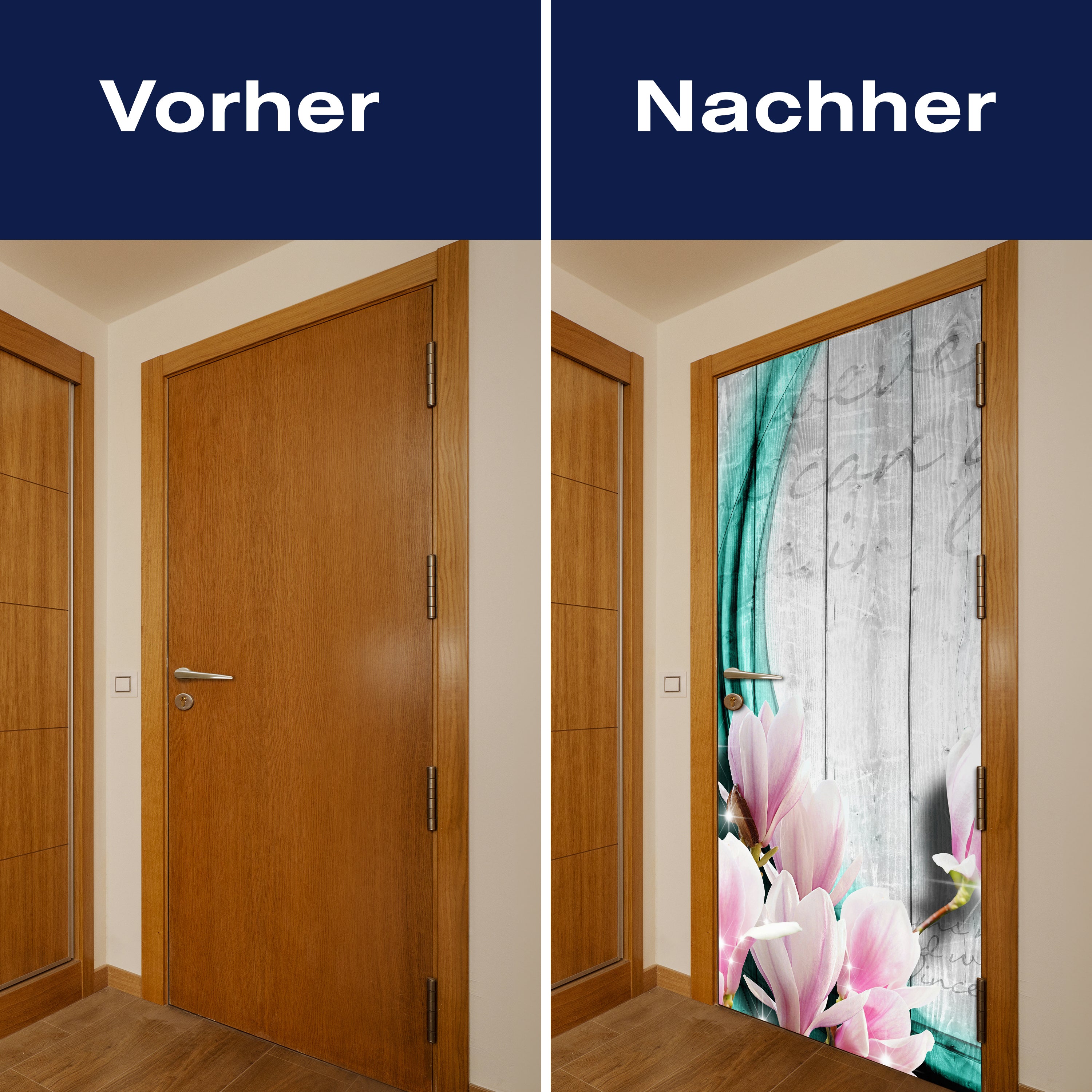 Türtapete Holz Blüten türkis M0541 - Bild 10 Türtapete Holz Blüten türkis M0541 - Bild 10