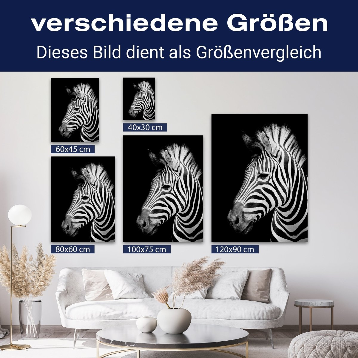 Leinwandbild Schwarz-Weiß, Zebra M0545 kaufen - Bild 8 Leinwandbild Schwarz-Weiß, Zebra M0545 kaufen - Bild 8