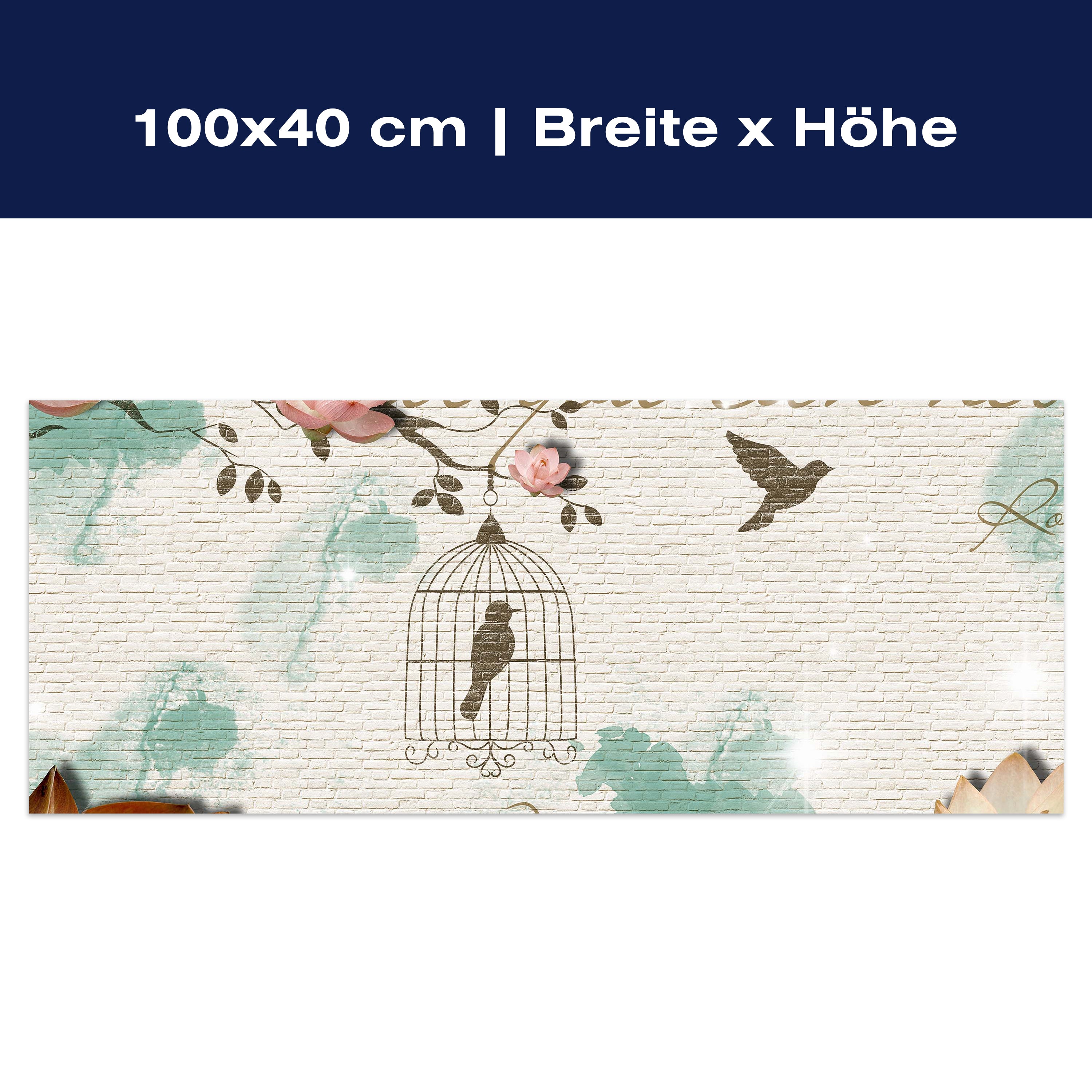 Leinwandbild Klinker hell Vintage Vogel M0550 Leinwandbild Klinker hell Vintage Vogel M0550