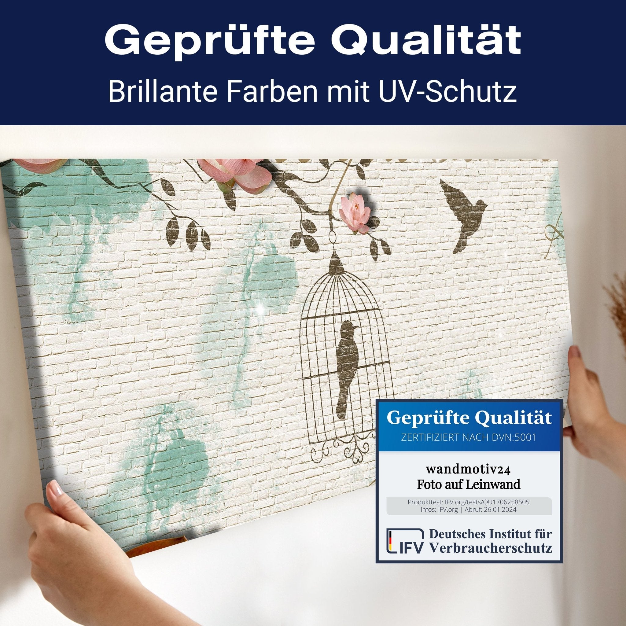 Leinwandbild Klinker hell Vintage Vogel M0550 kaufen - Bild 4 Leinwandbild Klinker hell Vintage Vogel M0550 kaufen - Bild 4