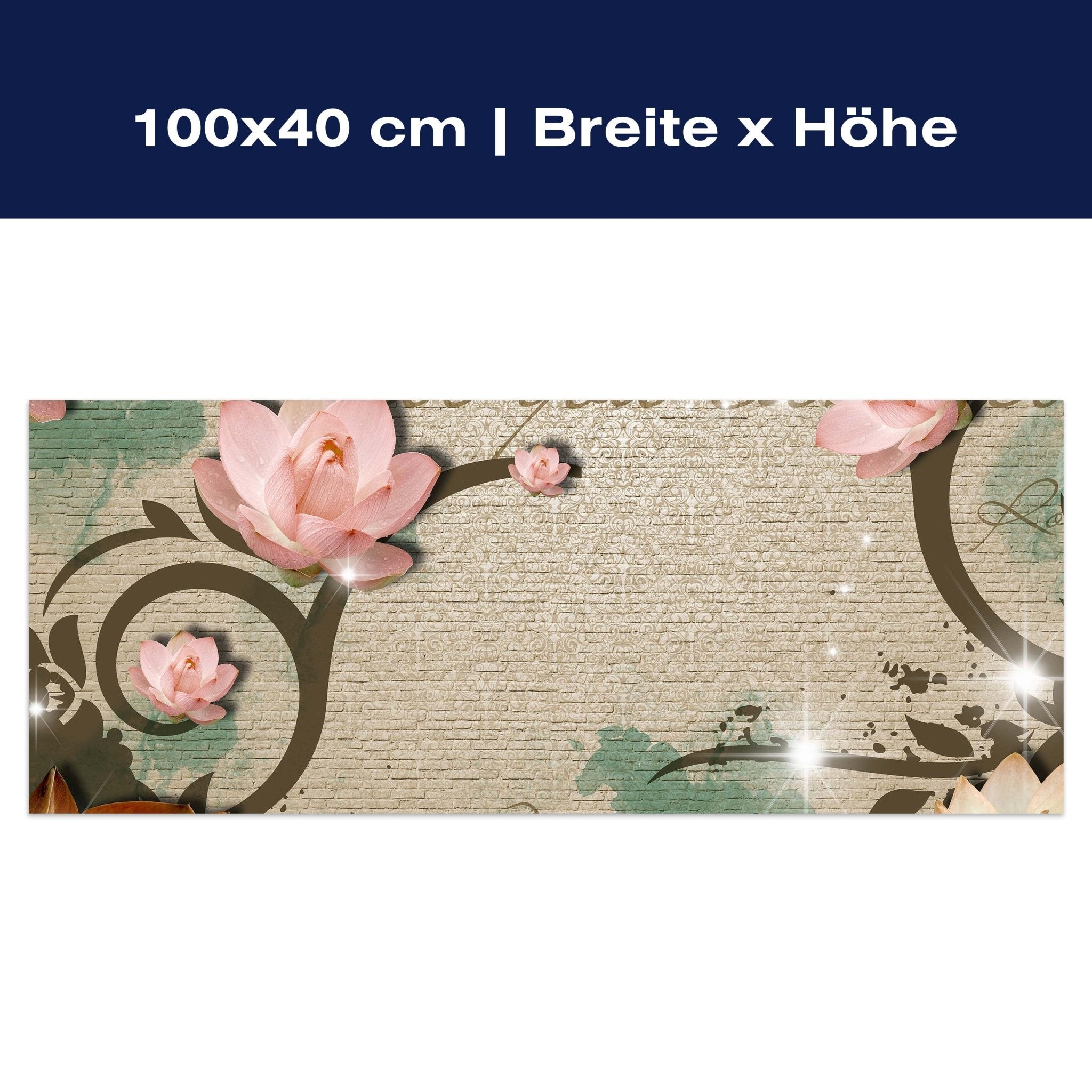 Leinwandbild Klinker hell Vintage Blüten M0551 Leinwandbild Klinker hell Vintage Blüten M0551