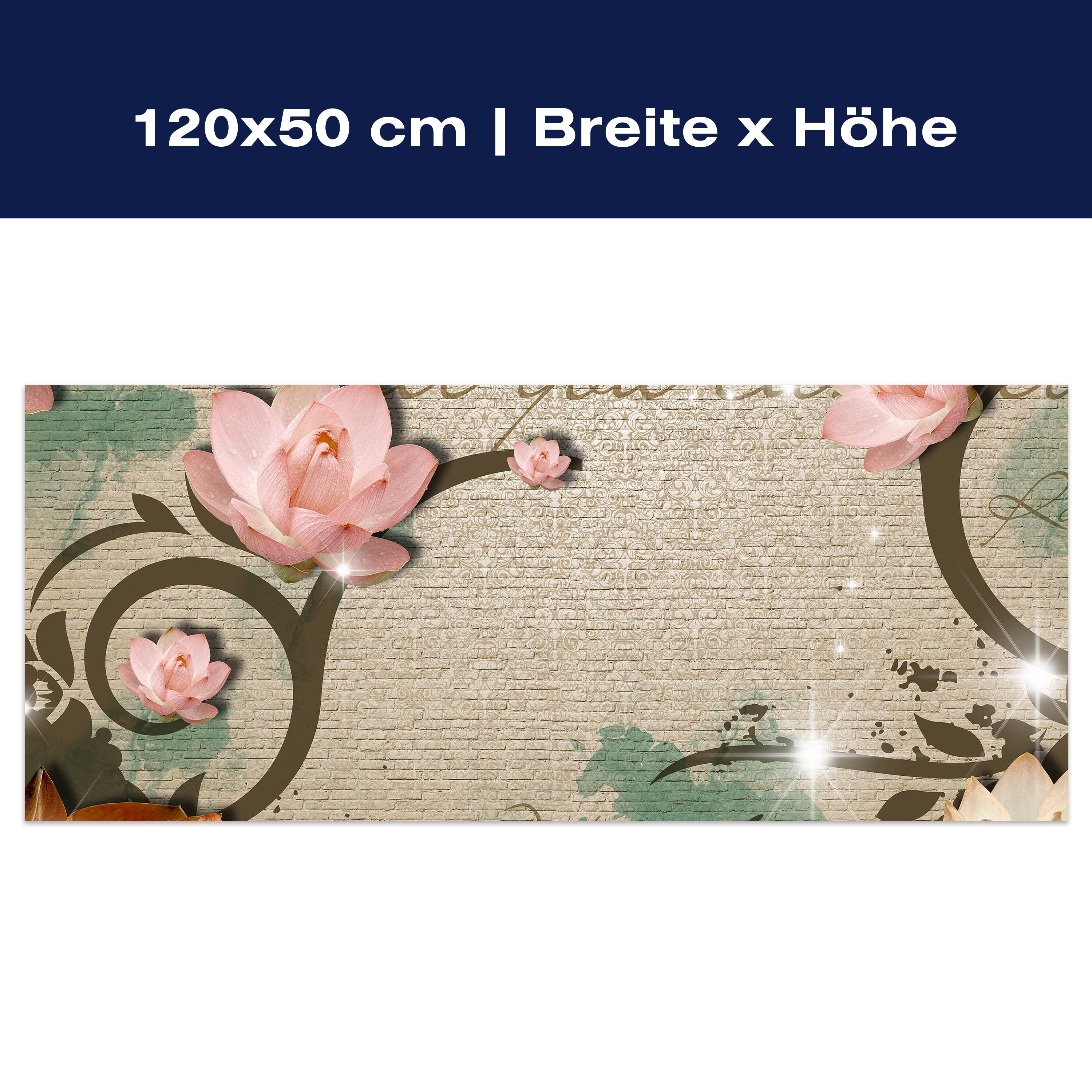 Leinwandbild Klinker hell Vintage Blüten M0551 Leinwandbild Klinker hell Vintage Blüten M0551