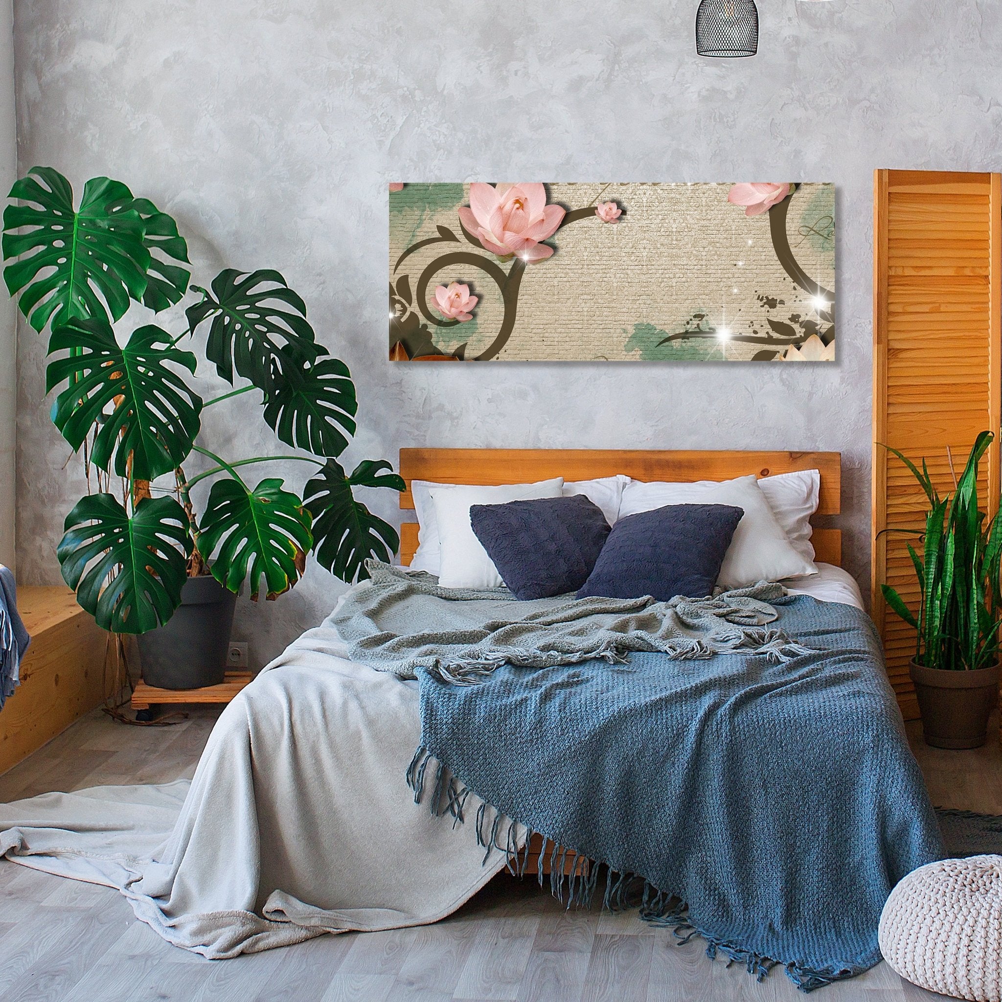 Leinwandbild Klinker hell Vintage Blüten M0551 kaufen - Bild 2 Leinwandbild Klinker hell Vintage Blüten M0551 kaufen - Bild 2