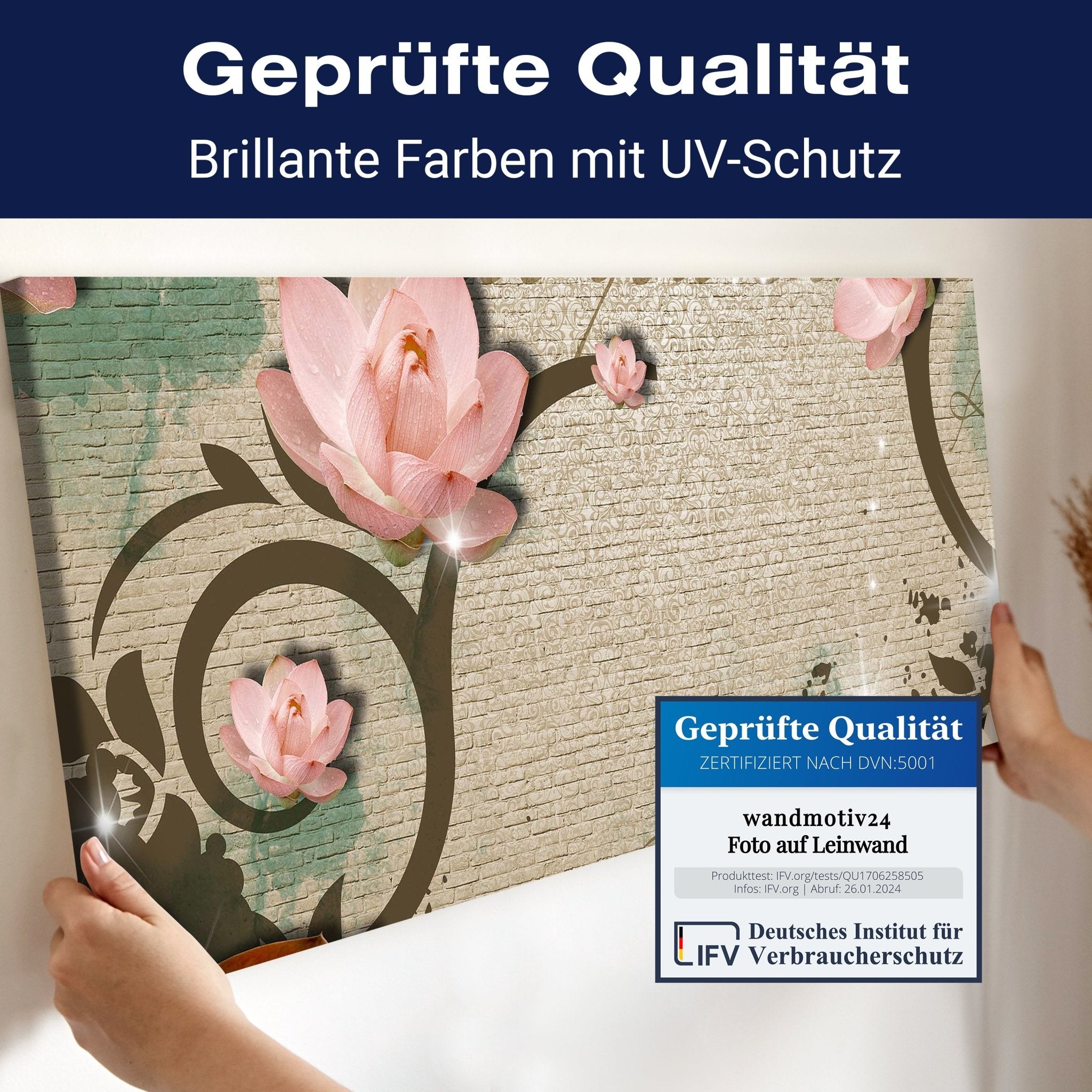 Leinwandbild Klinker hell Vintage Blüten M0551 kaufen - Bild 4 Leinwandbild Klinker hell Vintage Blüten M0551 kaufen - Bild 4