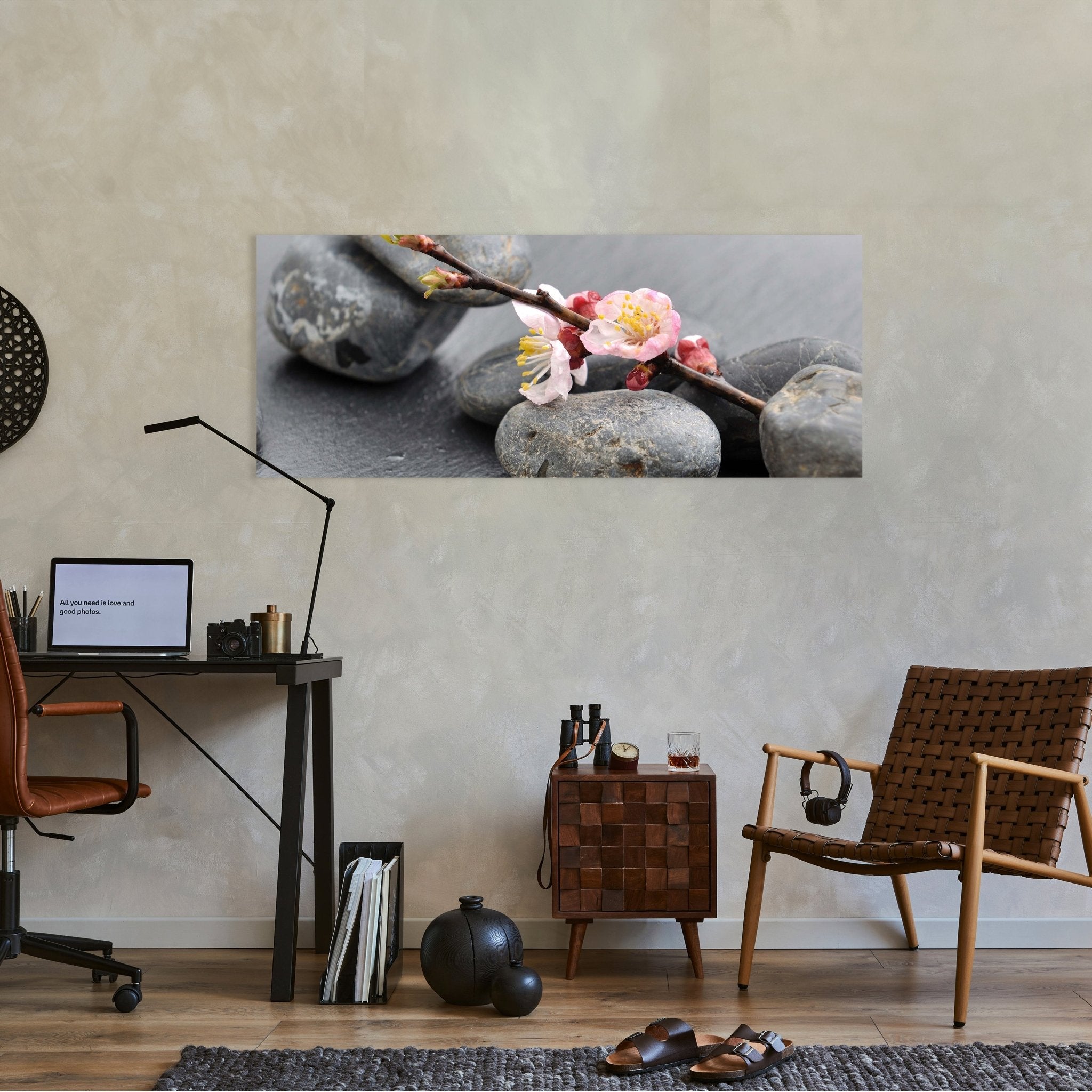 Leinwandbild Blumenast und Steine M0571 kaufen - Bild 2 Leinwandbild Blumenast und Steine M0571 kaufen - Bild 2