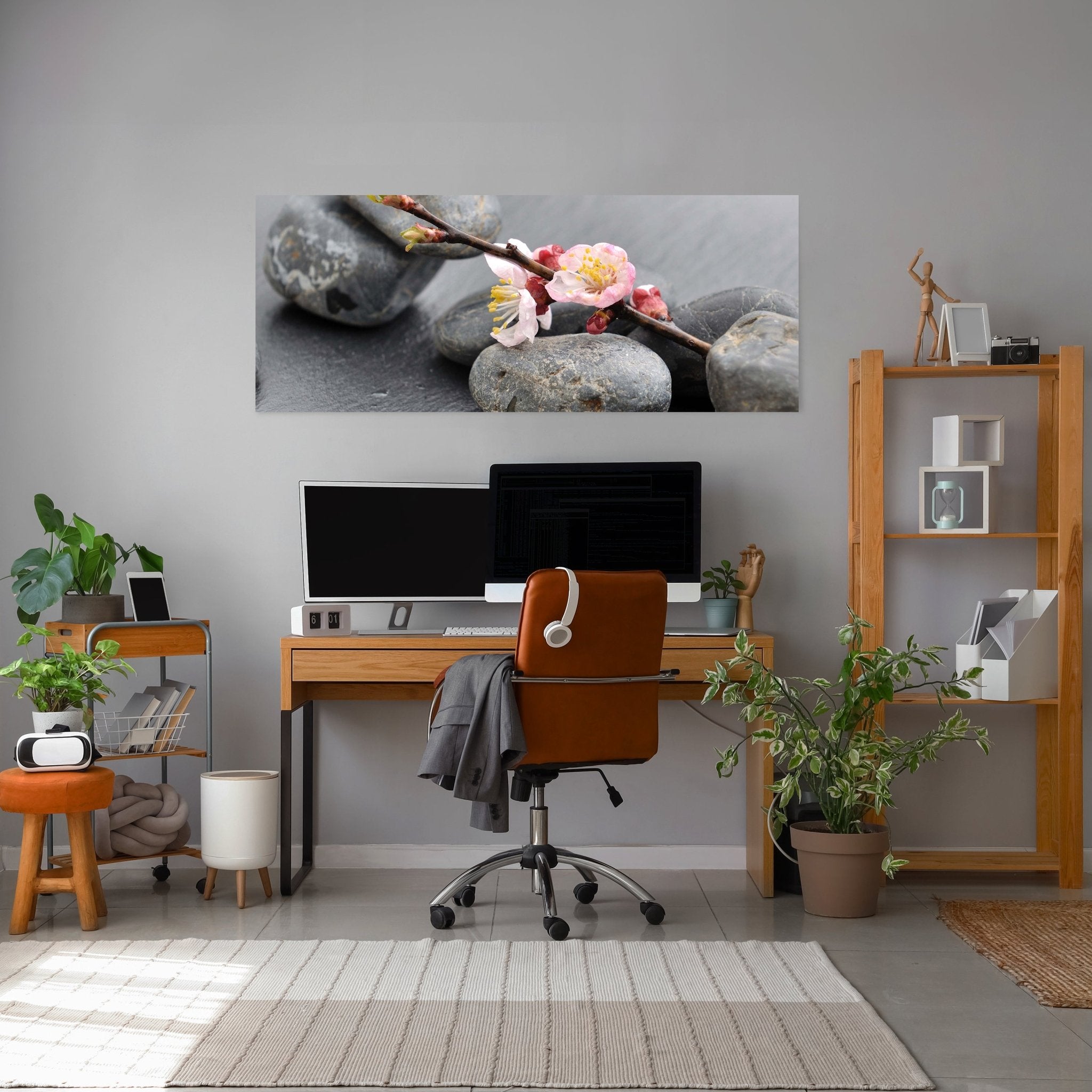 Leinwandbild Blumenast und Steine M0571 kaufen - Bild 3 Leinwandbild Blumenast und Steine M0571 kaufen - Bild 3