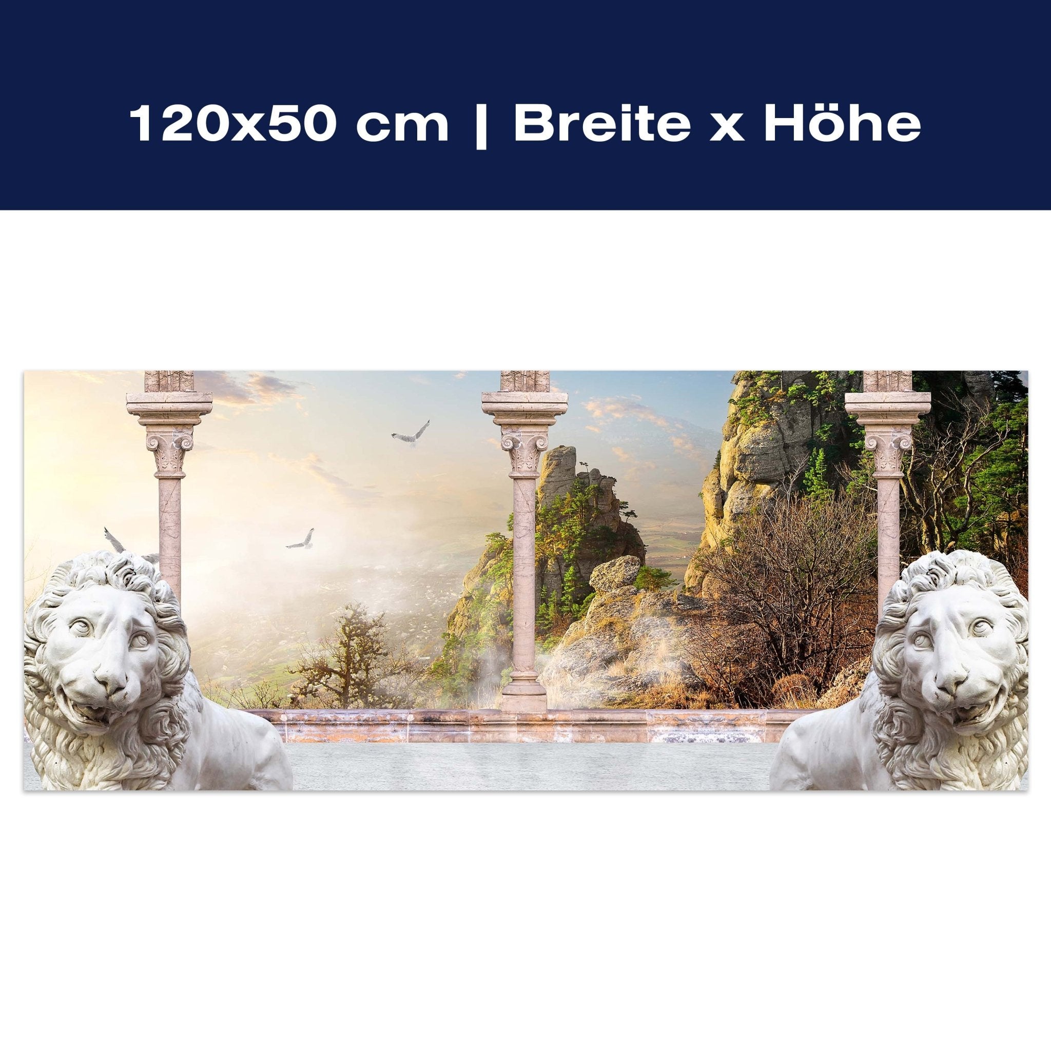 Leinwandbild Spalten mit Löwen M0578 Leinwandbild Spalten mit Löwen M0578