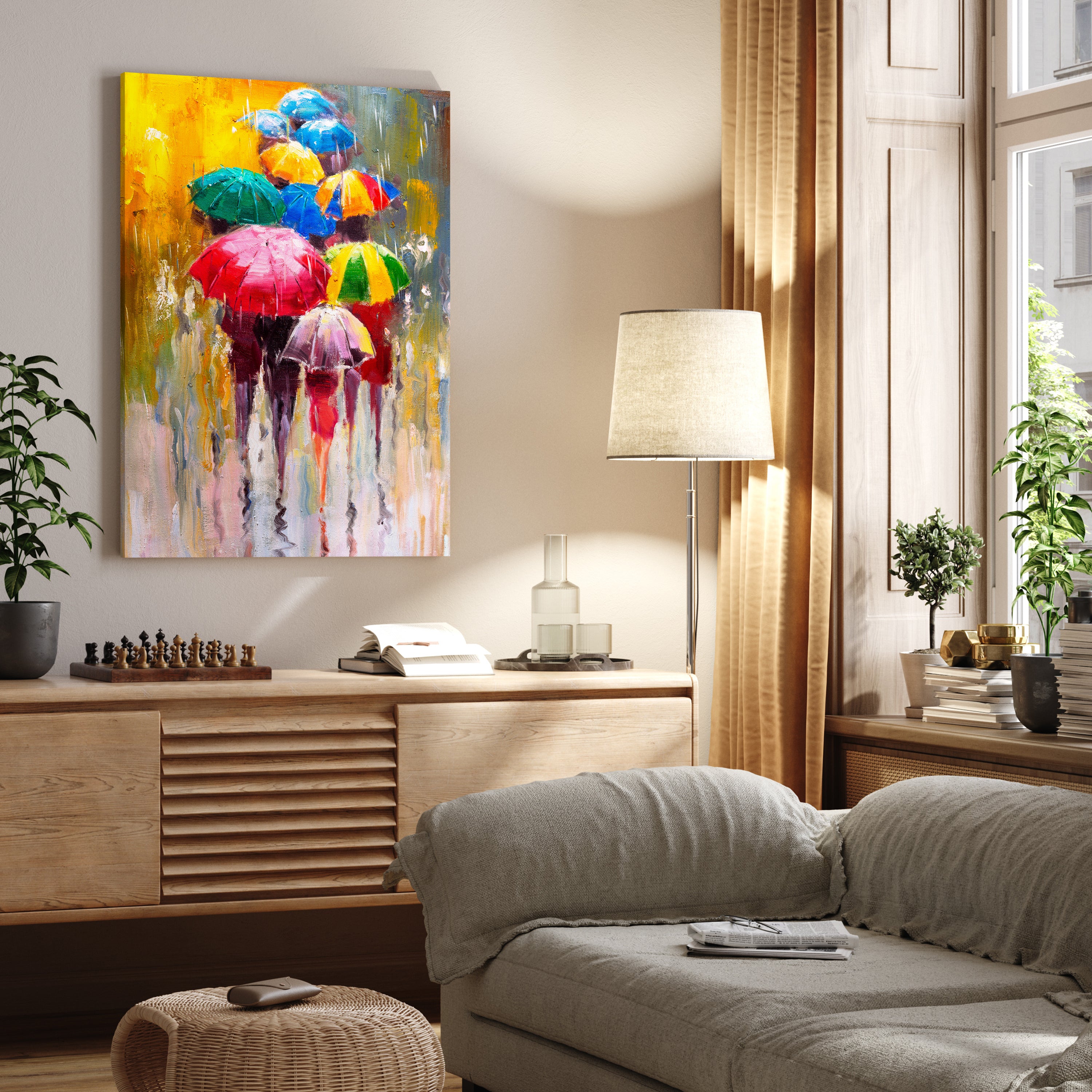 Leinwandbild Malerei, Regenschirme, Menschen M0593 kaufen - Bild 2 Leinwandbild Malerei, Regenschirme, Menschen M0593 kaufen - Bild 2