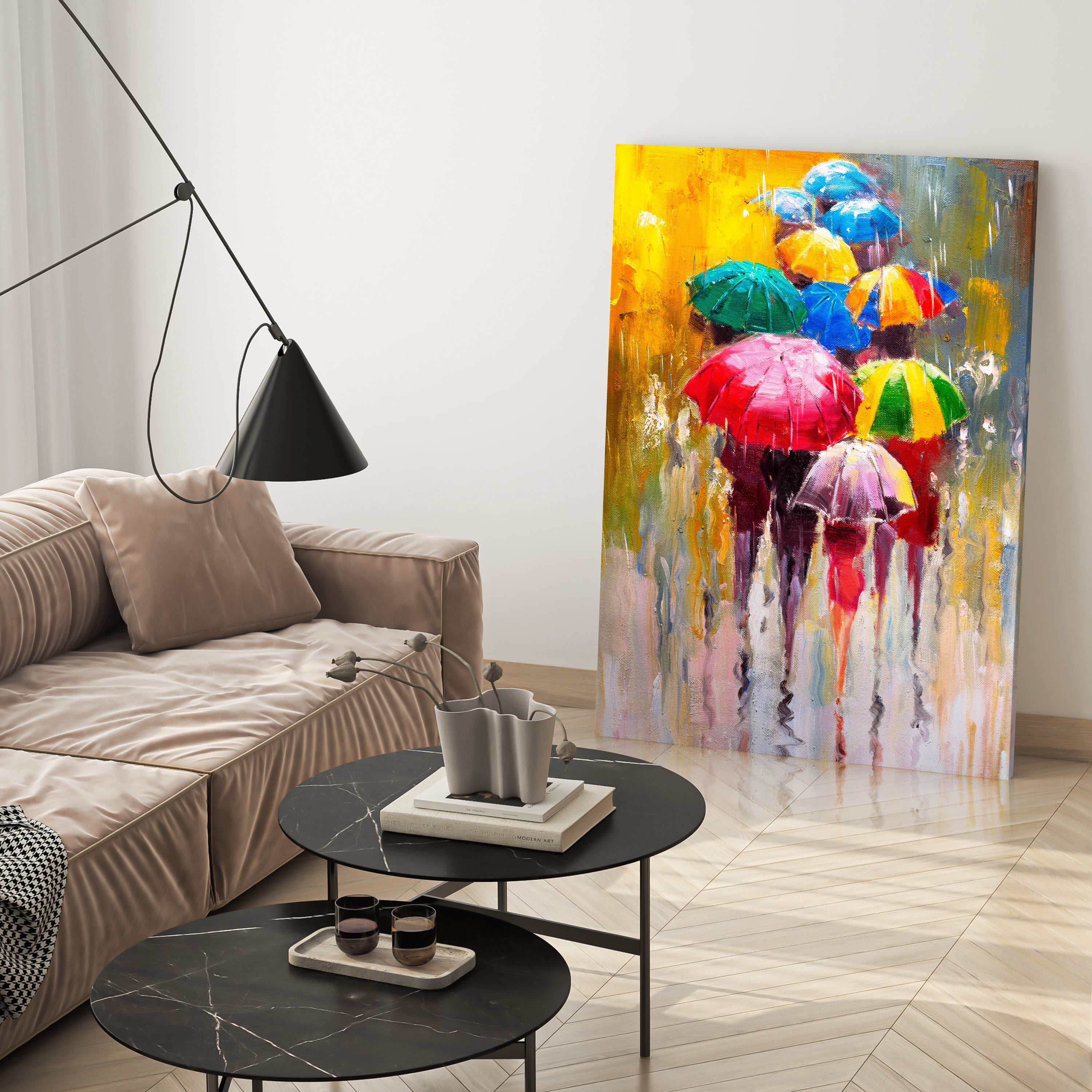 Leinwandbild Malerei, Regenschirme, Menschen M0593 kaufen - Bild 3 Leinwandbild Malerei, Regenschirme, Menschen M0593 kaufen - Bild 3