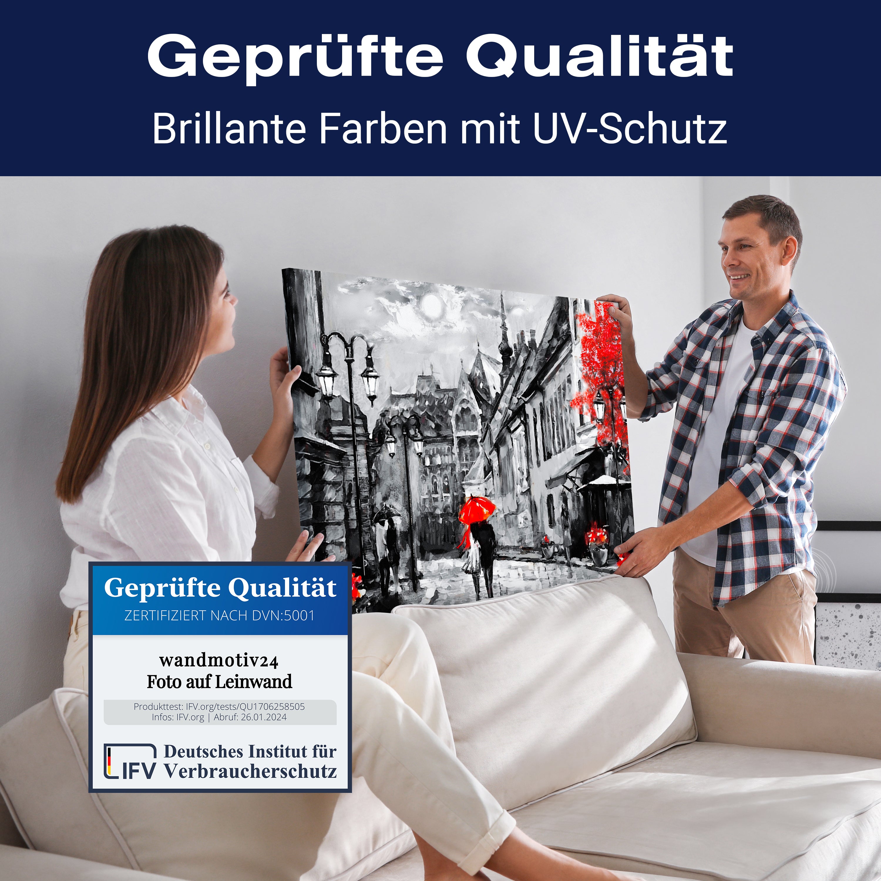 Leinwandbild Malerei, Paar, Regenschirm, Querformat M0611 kaufen - Bild 4 Leinwandbild Malerei, Paar, Regenschirm, Querformat M0611 kaufen - Bild 4