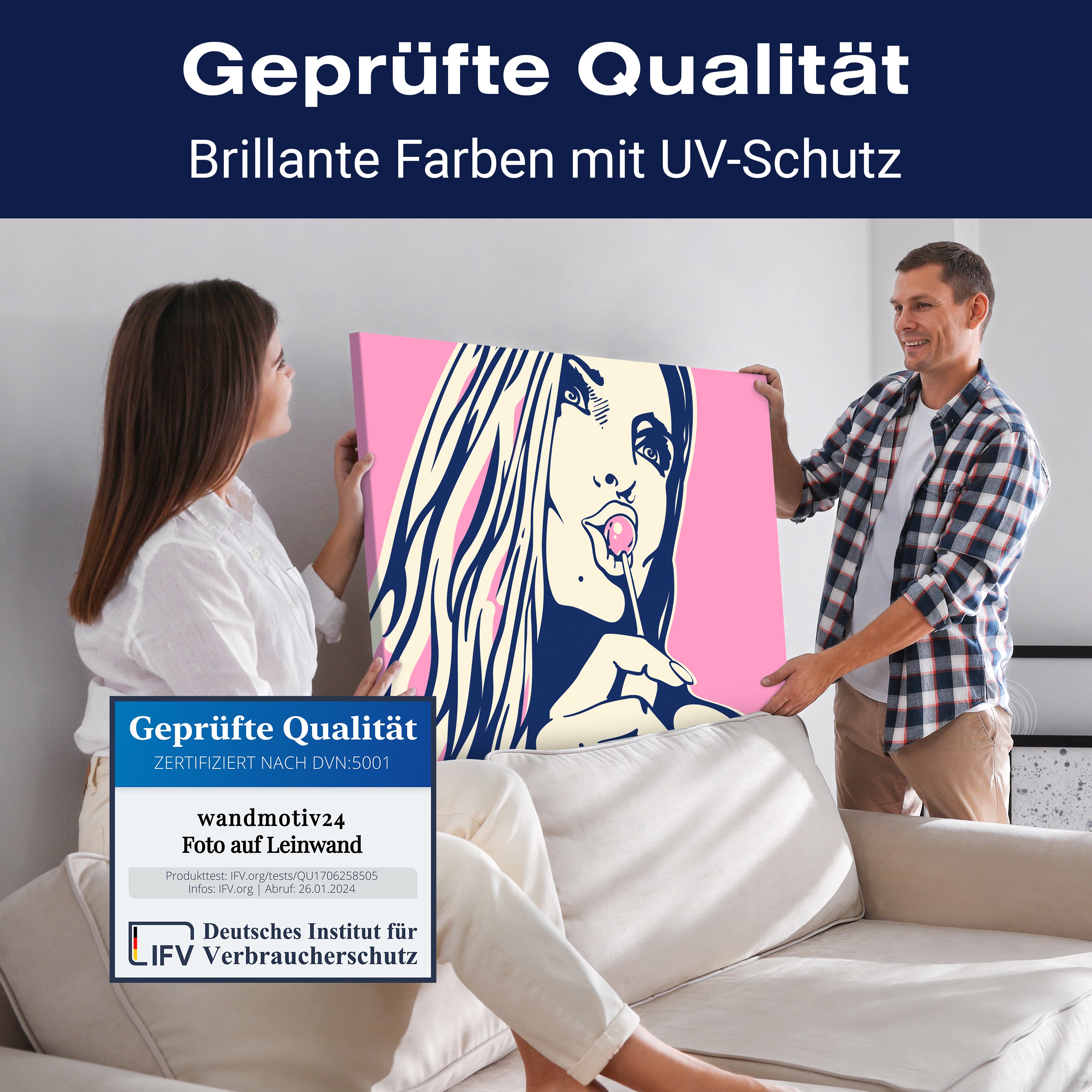 Leinwandbild Pop Art Stil, Frau, Querformat M0666 kaufen - Bild 4 Leinwandbild Pop Art Stil, Frau, Querformat M0666 kaufen - Bild 4