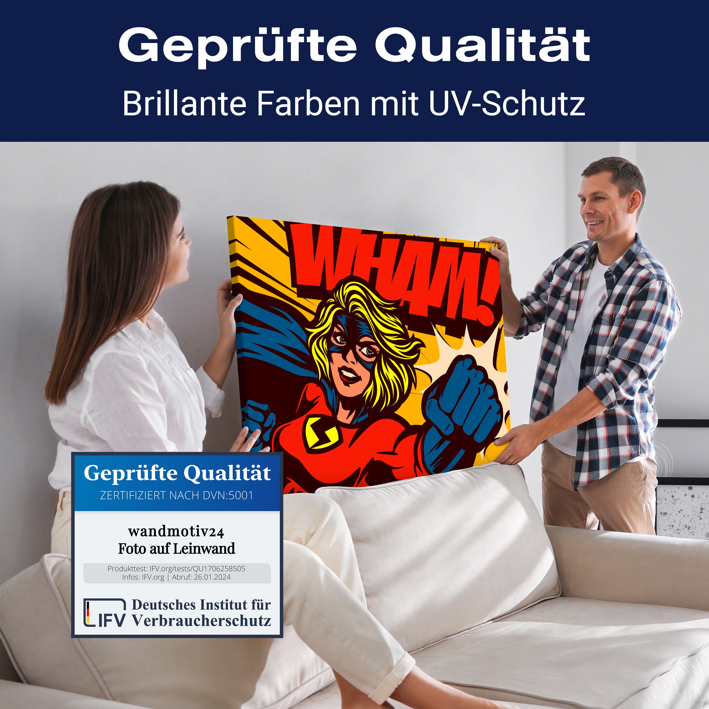 Leinwandbild Pop Art, Superheldin, Querformat M0672 kaufen - Bild 4 Leinwandbild Pop Art, Superheldin, Querformat M0672 kaufen - Bild 4