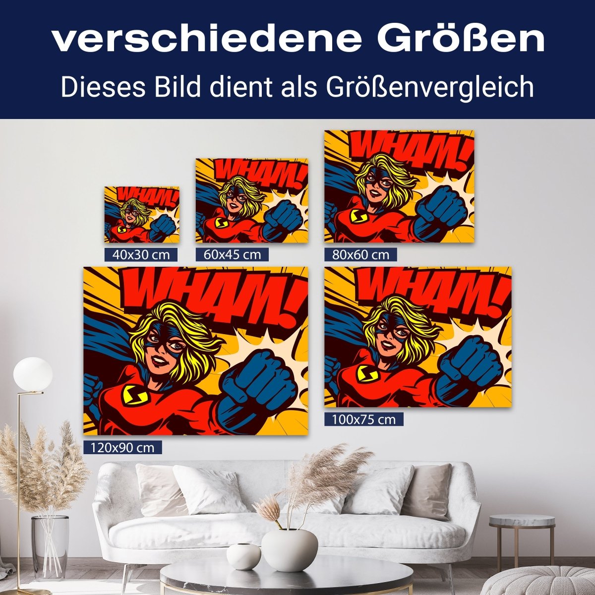 Leinwandbild Pop Art, Superheldin, Querformat M0672 kaufen - Bild 8 Leinwandbild Pop Art, Superheldin, Querformat M0672 kaufen - Bild 8