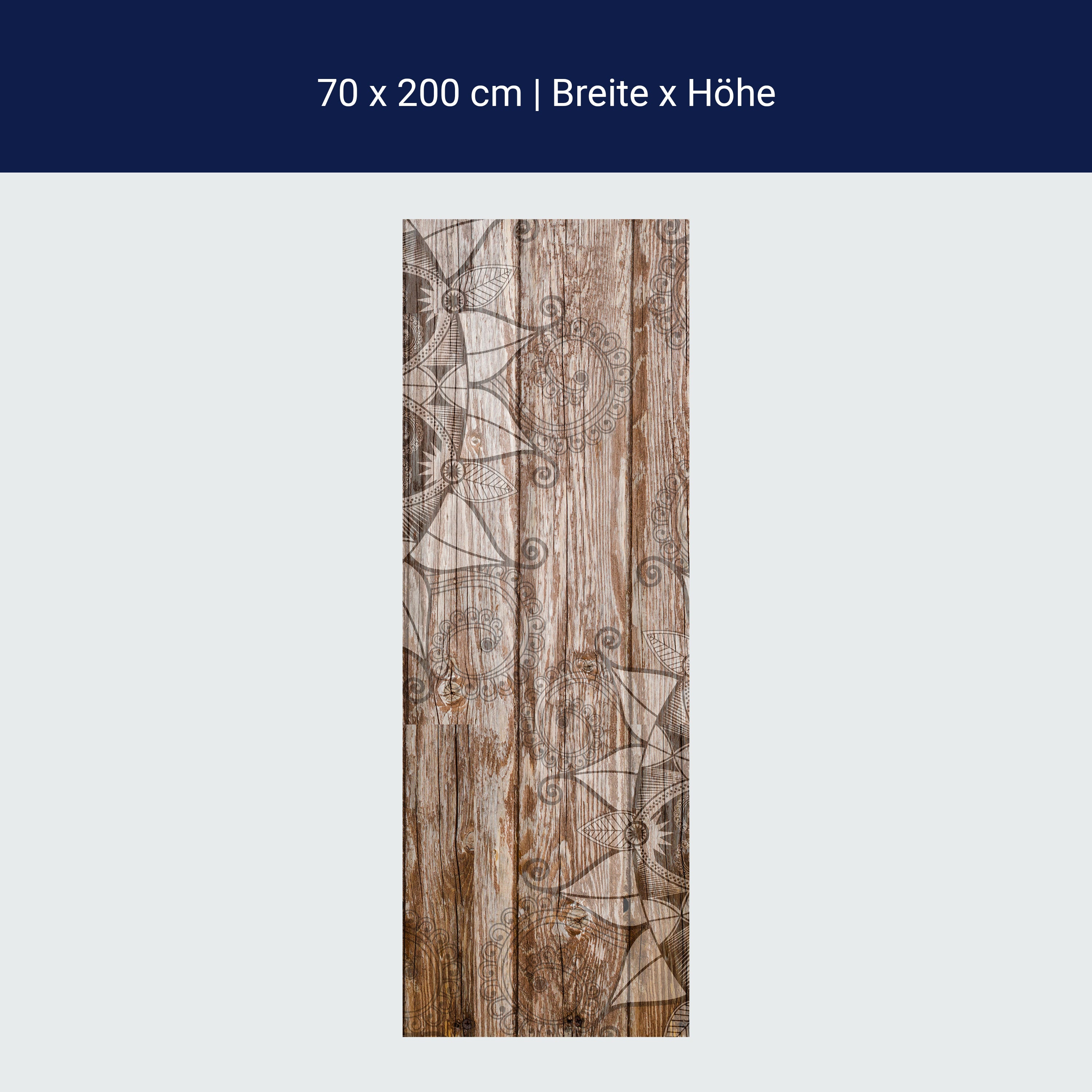 Türtapete Holzwand mit Mandalas M0722 Türtapete Holzwand mit Mandalas M0722