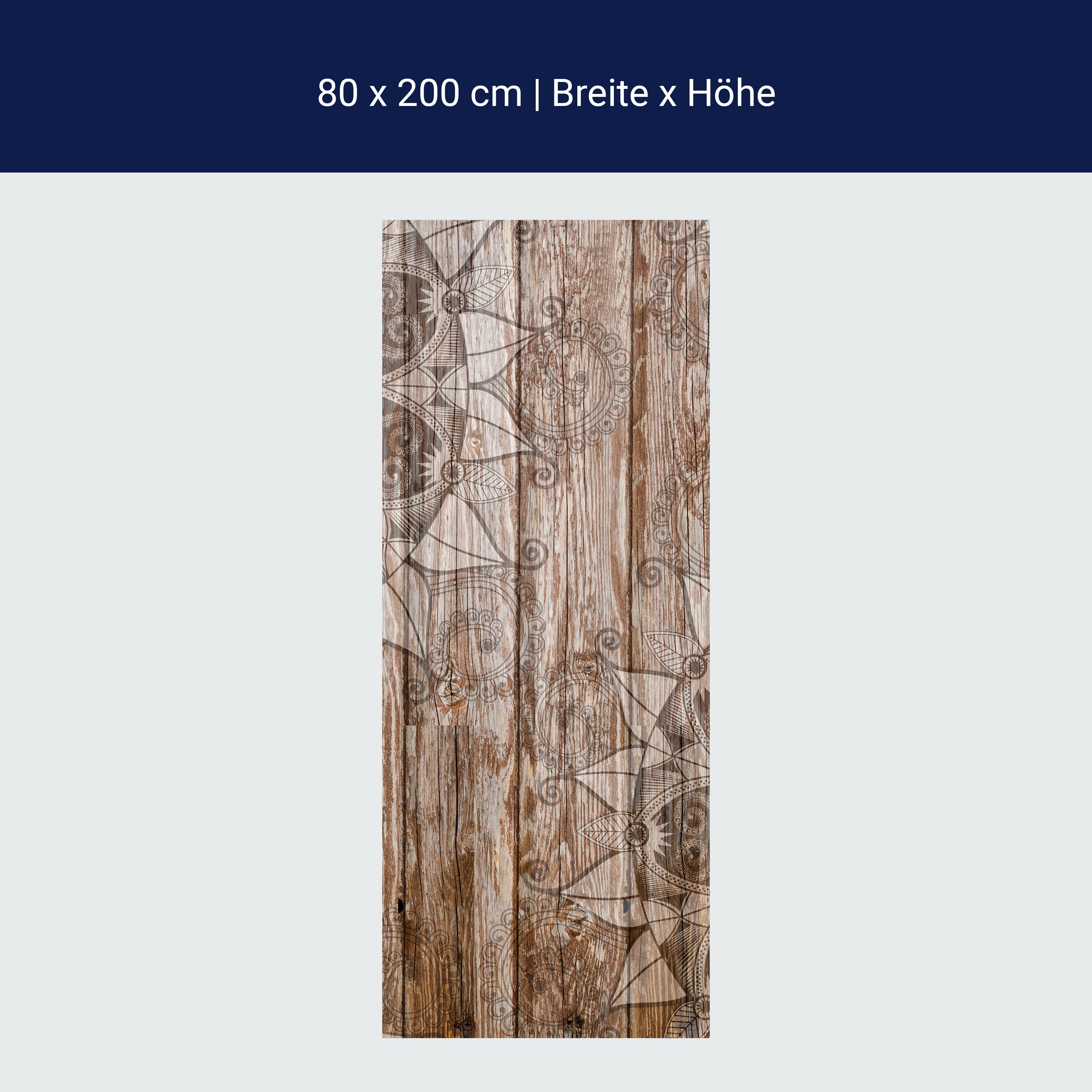 Türtapete Holzwand mit Mandalas M0722 Türtapete Holzwand mit Mandalas M0722