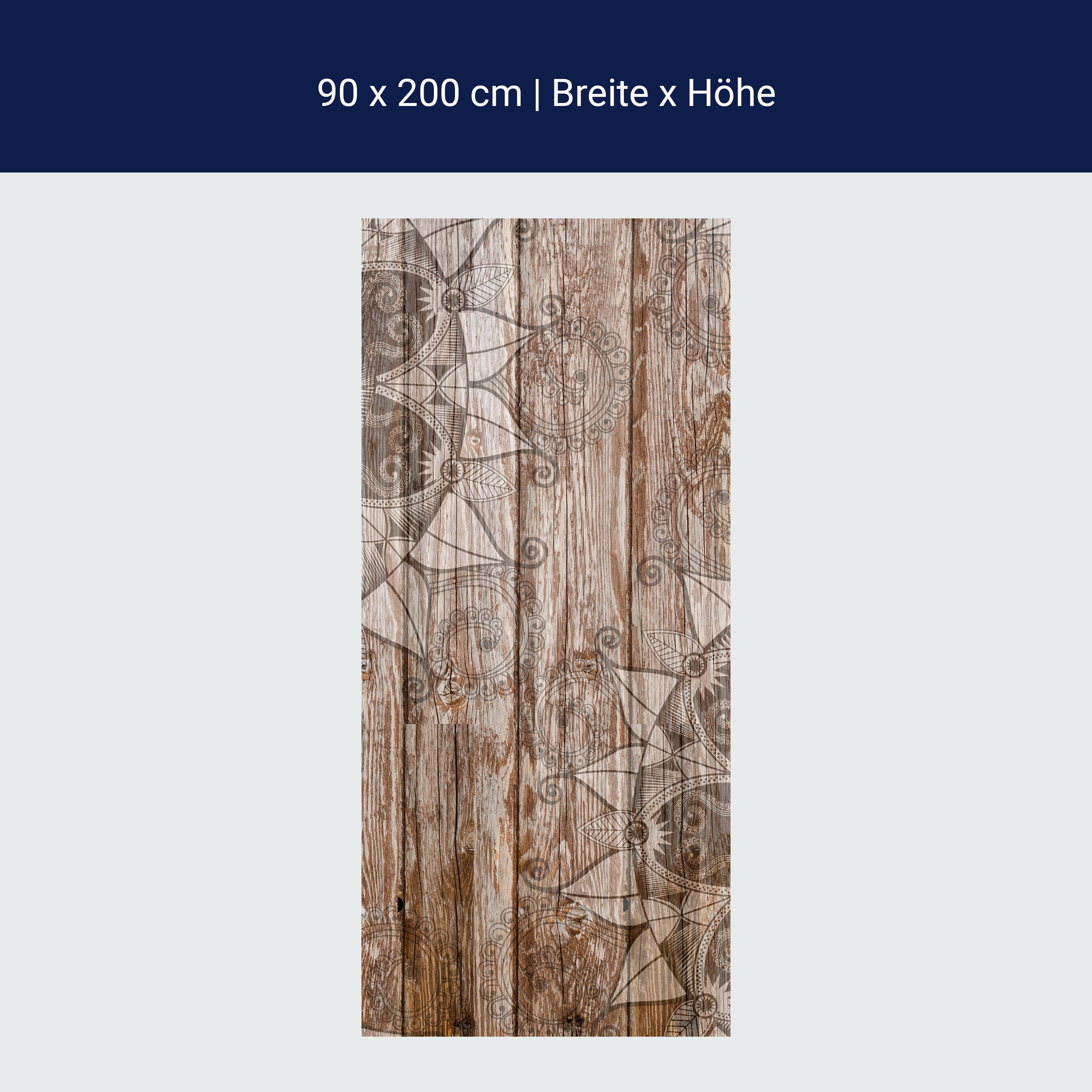 Türtapete Holzwand mit Mandalas M0722 Türtapete Holzwand mit Mandalas M0722