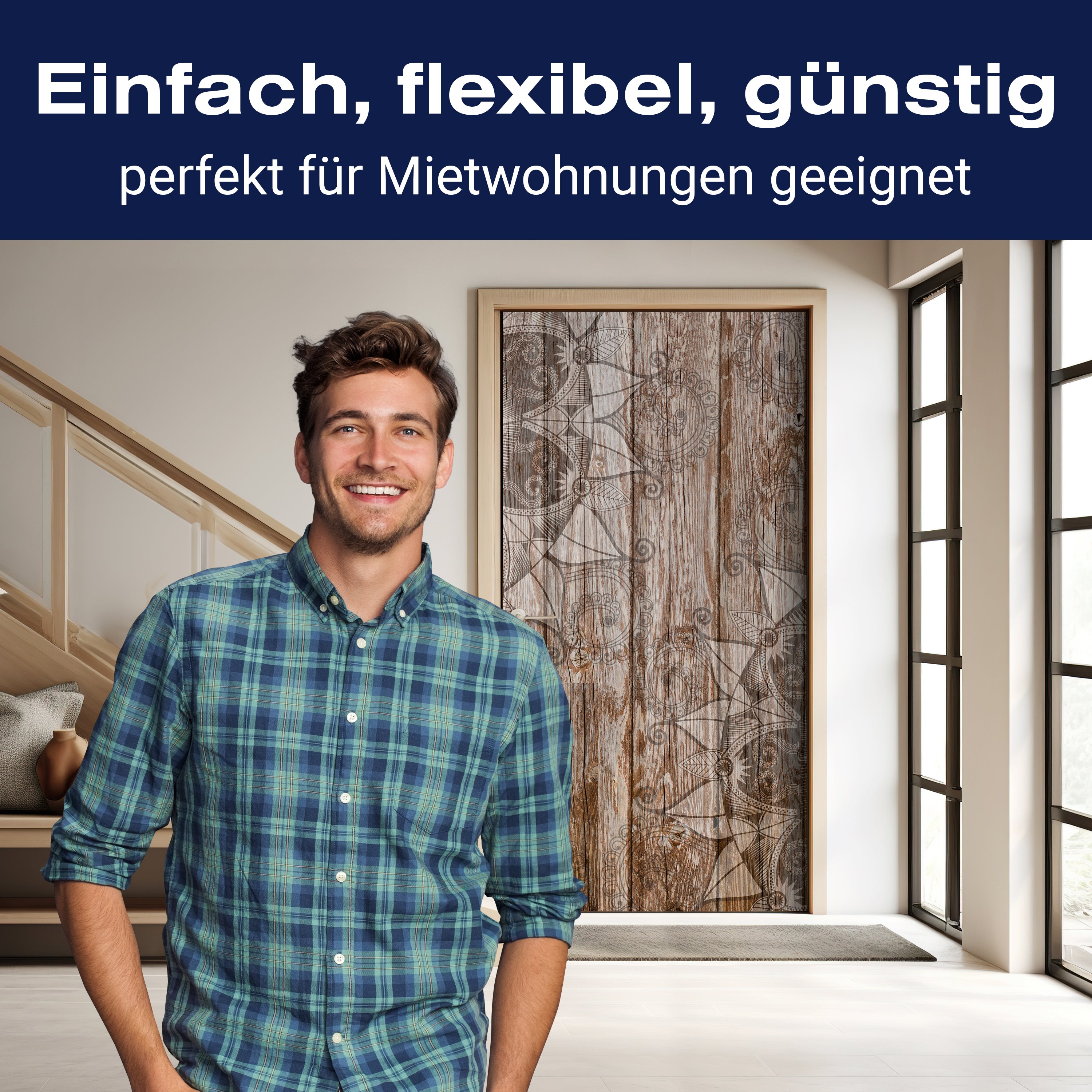 Türtapete Holzwand mit Mandalas M0722 - Bild 3 Türtapete Holzwand mit Mandalas M0722 - Bild 3